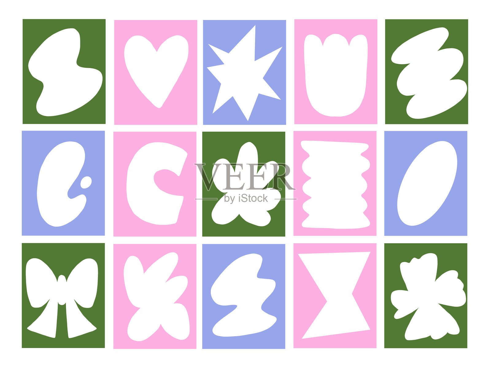 框架中的抽象白色剪切形状插画图片素材