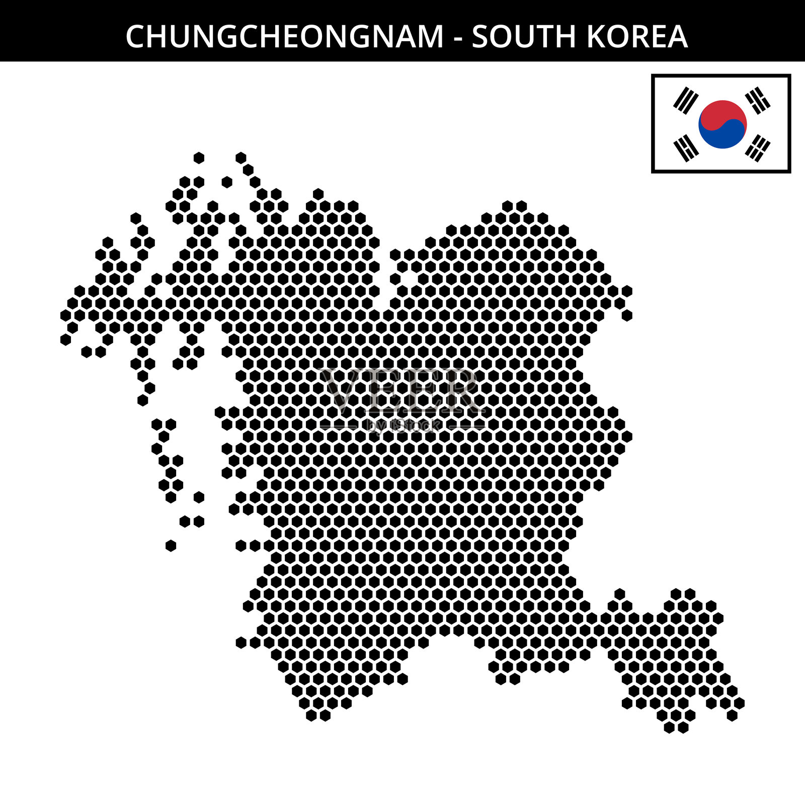 韩国忠清南道的中等六边形点状地图插画图片素材