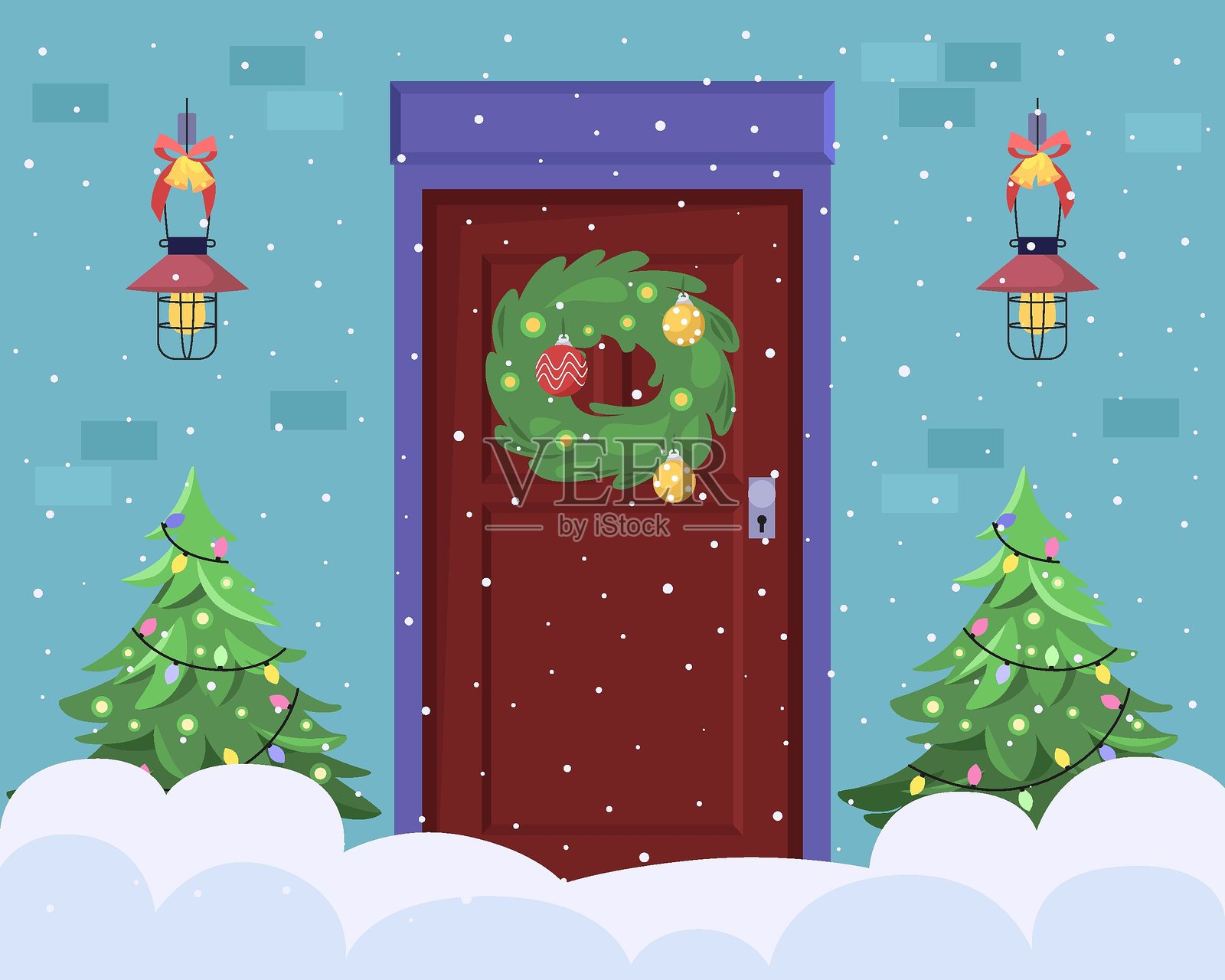 不同的门插画图片素材