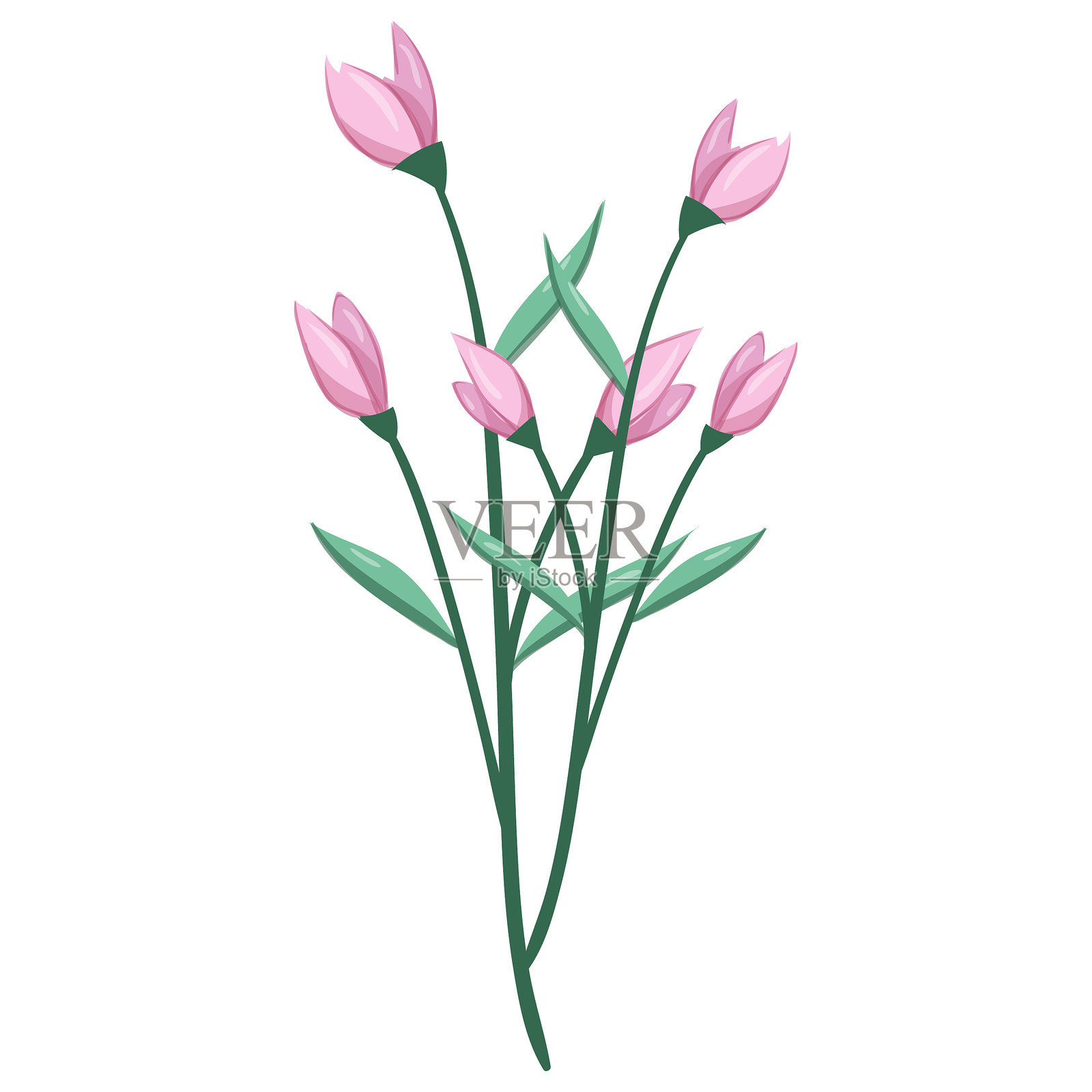 粉色花丛插画图片素材