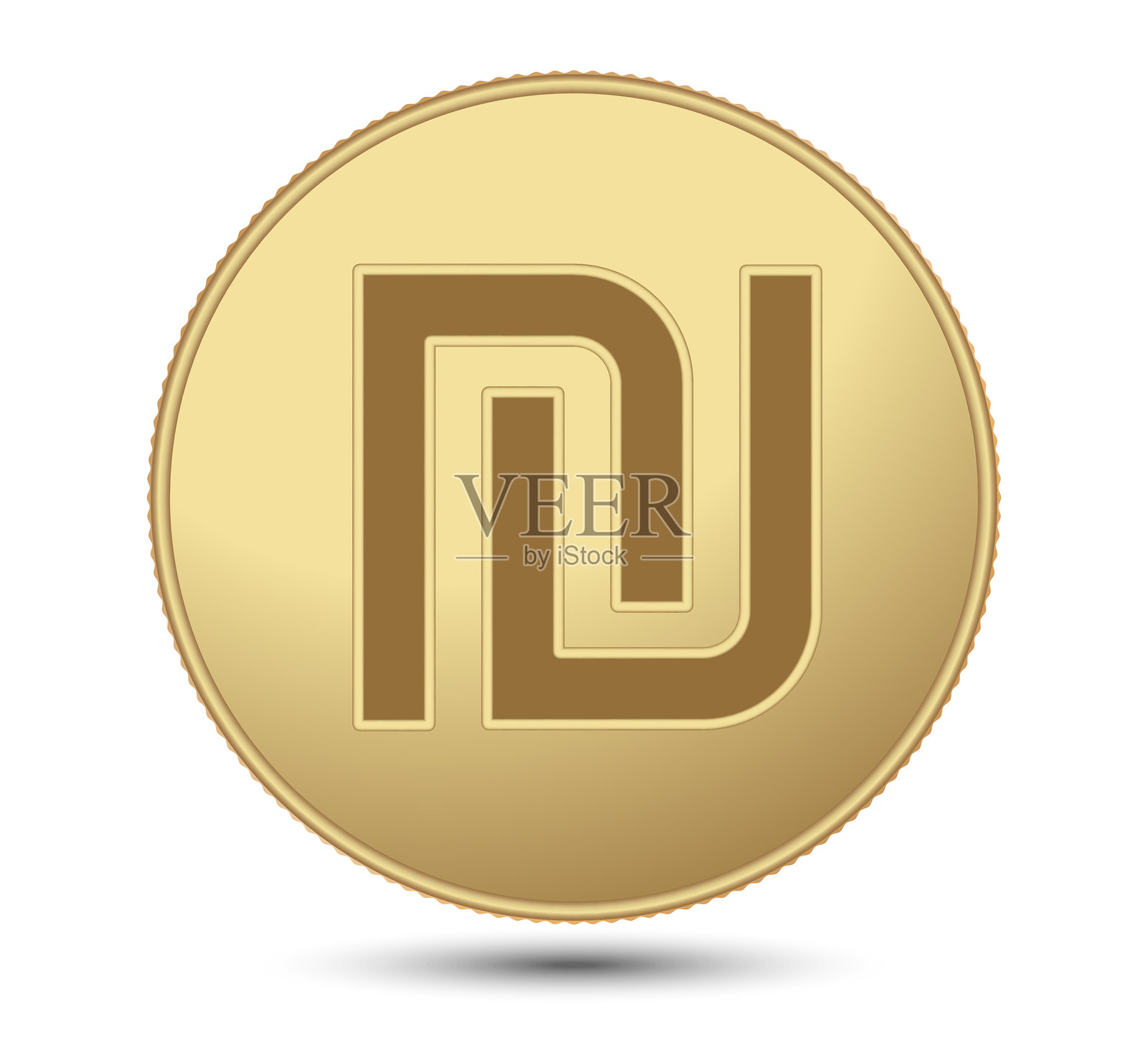 带有以色列谢克尔符号的金币。插画图片素材