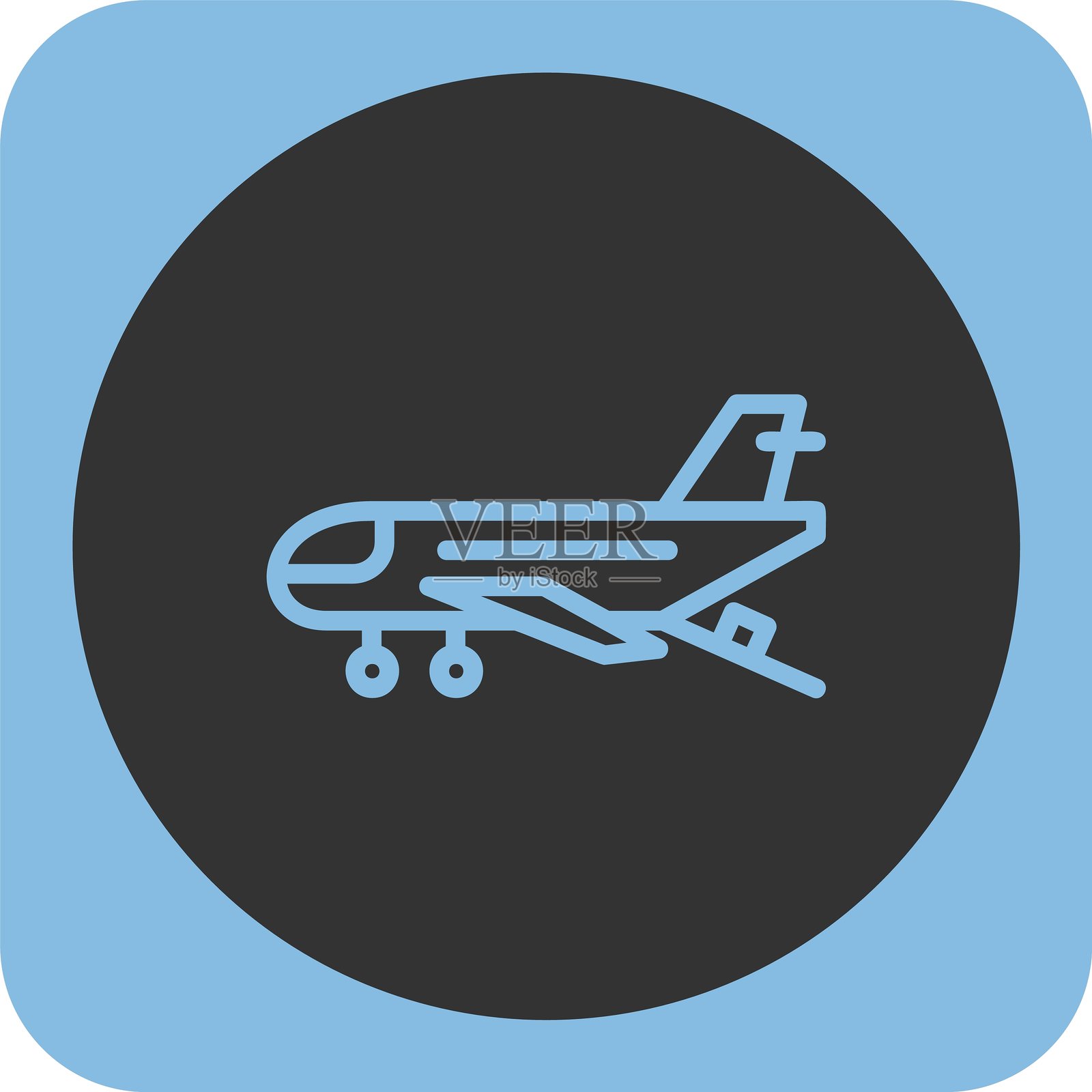 货运飞机线性圆形图标插画图片素材