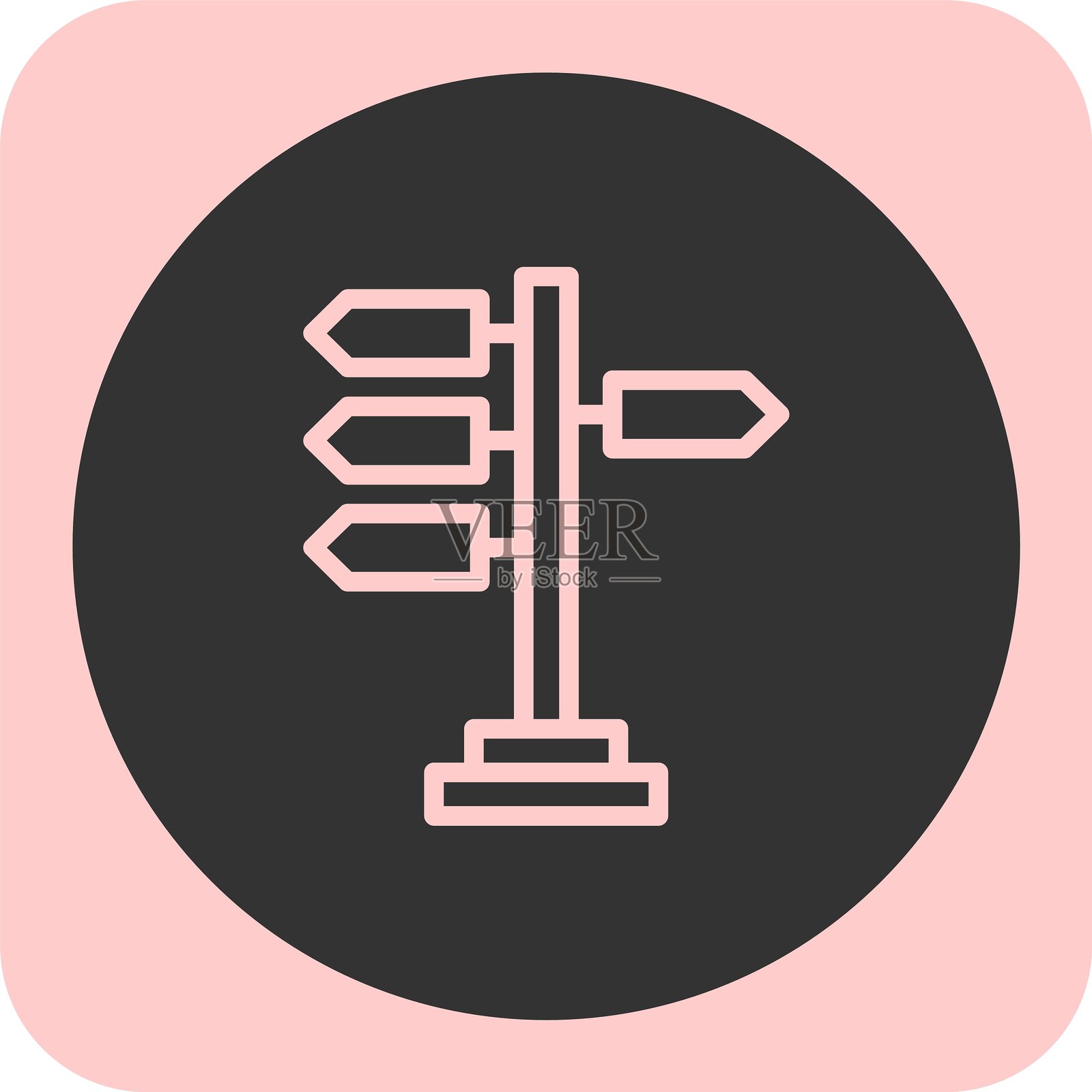 街道标志线性圆形图标插画图片素材