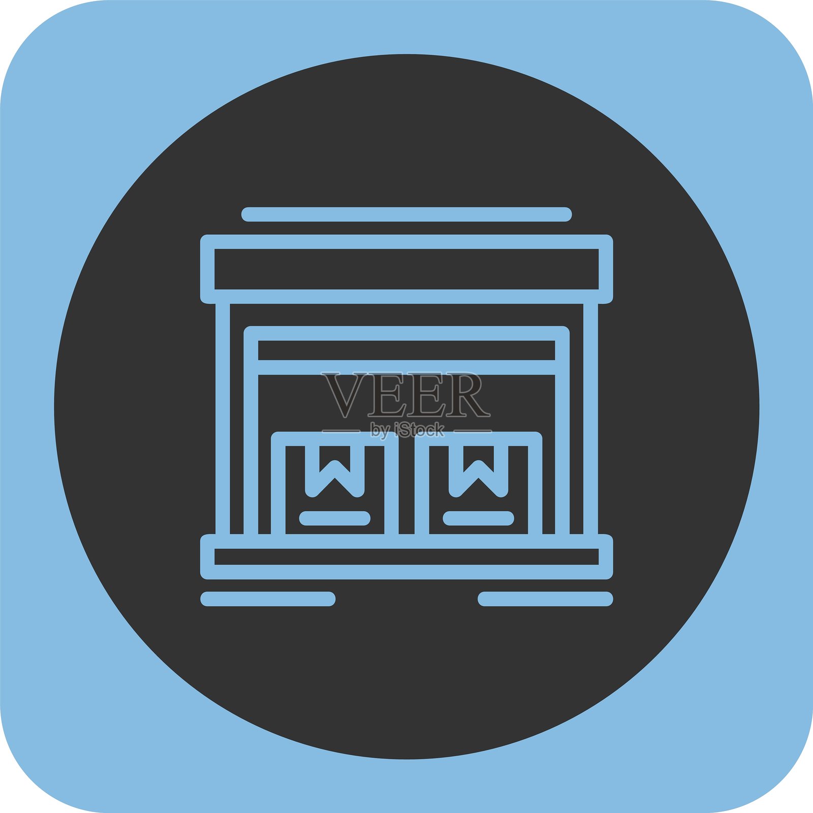 仓库线性圆形图标插画图片素材