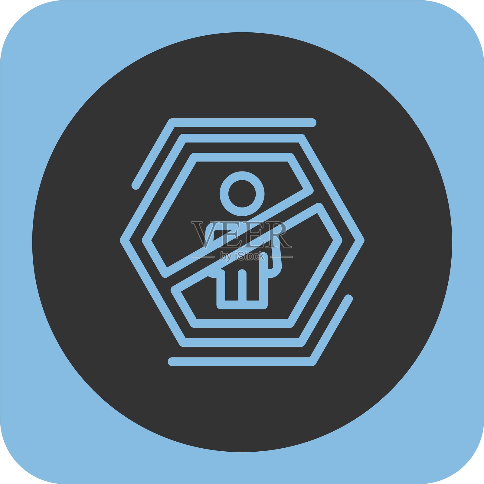 禁止站立的线性圆形图标插画图片素材