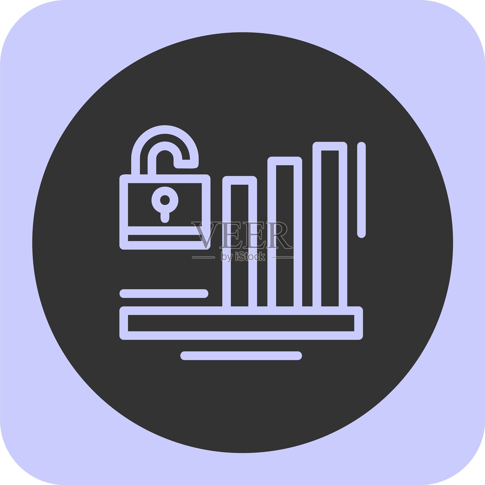 解锁线性圆形图标插画图片素材