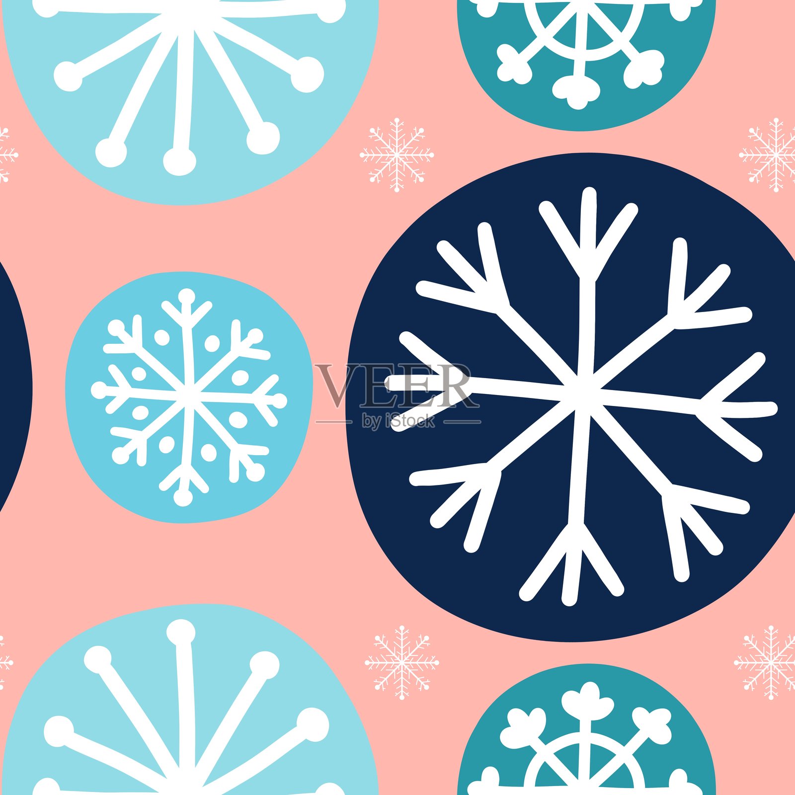 冬季圣诞无缝雪花图案用于包装纸插画图片素材