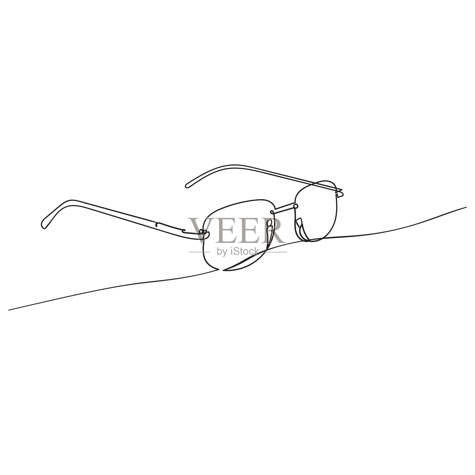 眼镜图标线条连续绘制矢量图。单线眼镜图标矢量背景。眼镜图标。眼镜的连续轮廓。插画图片素材