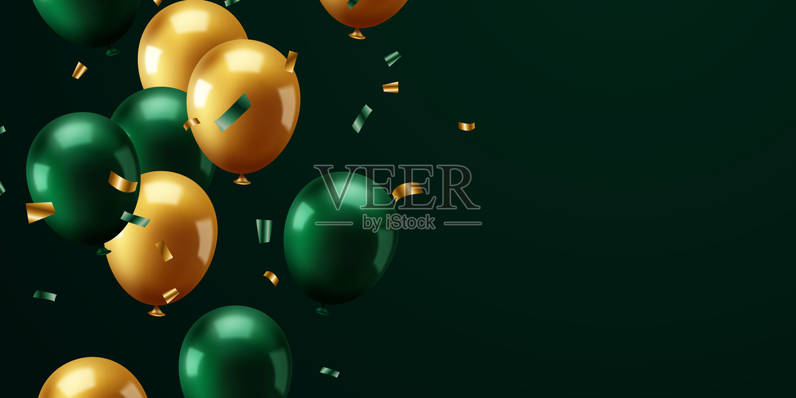 美丽的绿色3D气球插图背景矢量横幅模板插画图片素材