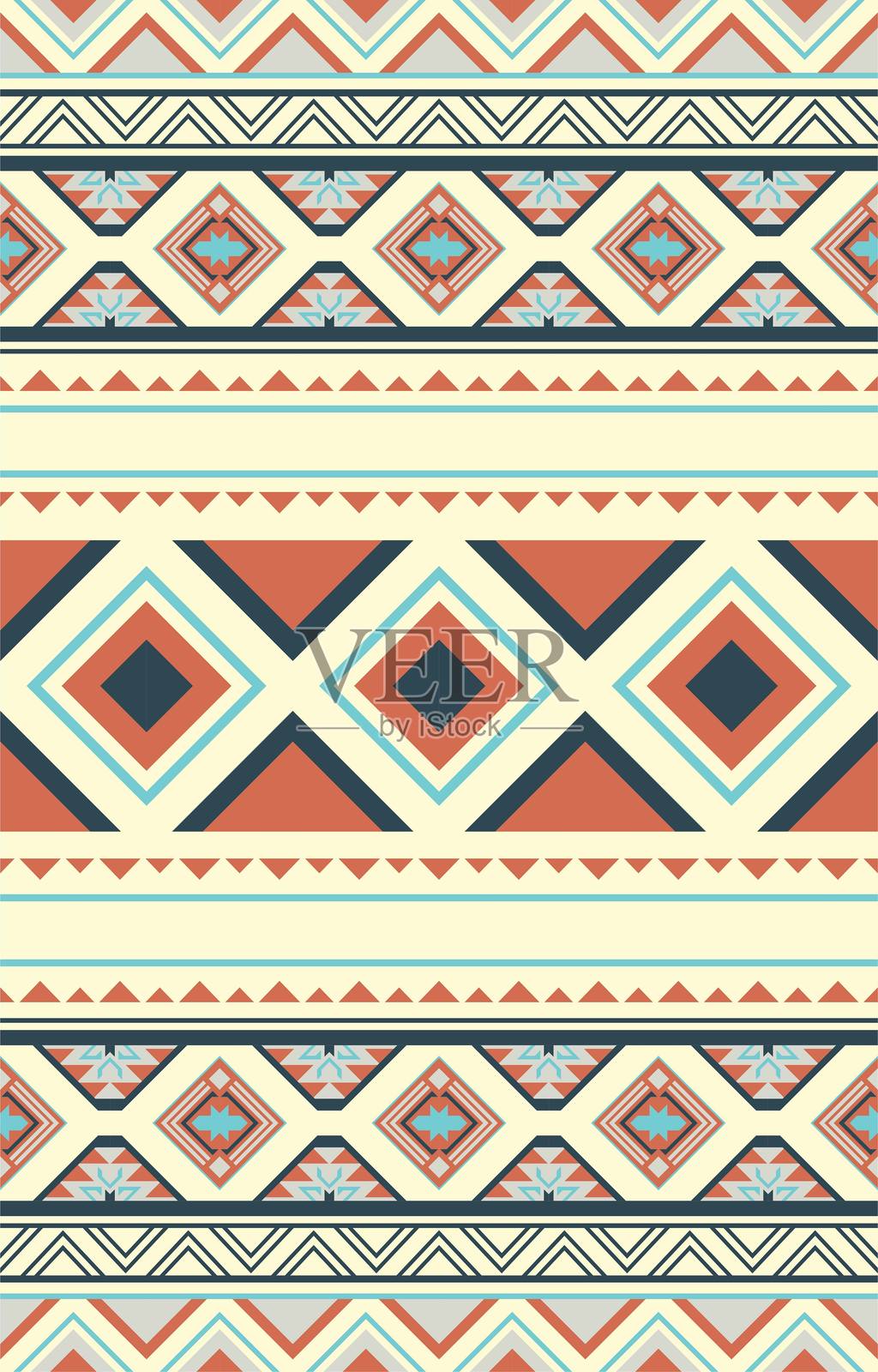 几何阿兹特克图案面料无缝图案地毯边框插画图片素材