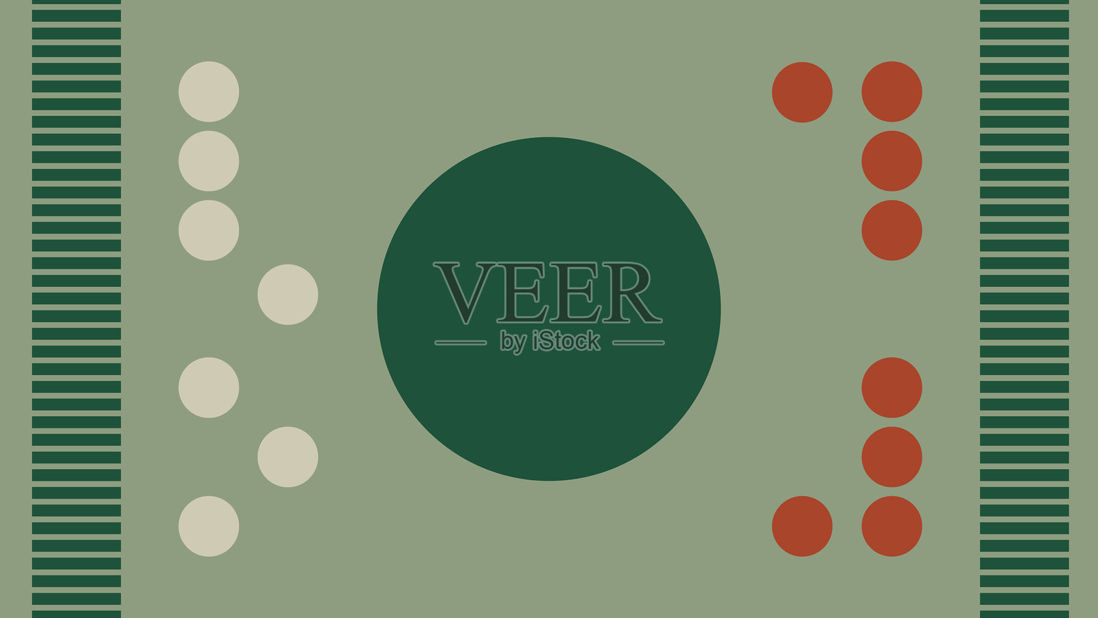 绿色圆圈和奶油色圆点的复古背景插画图片素材