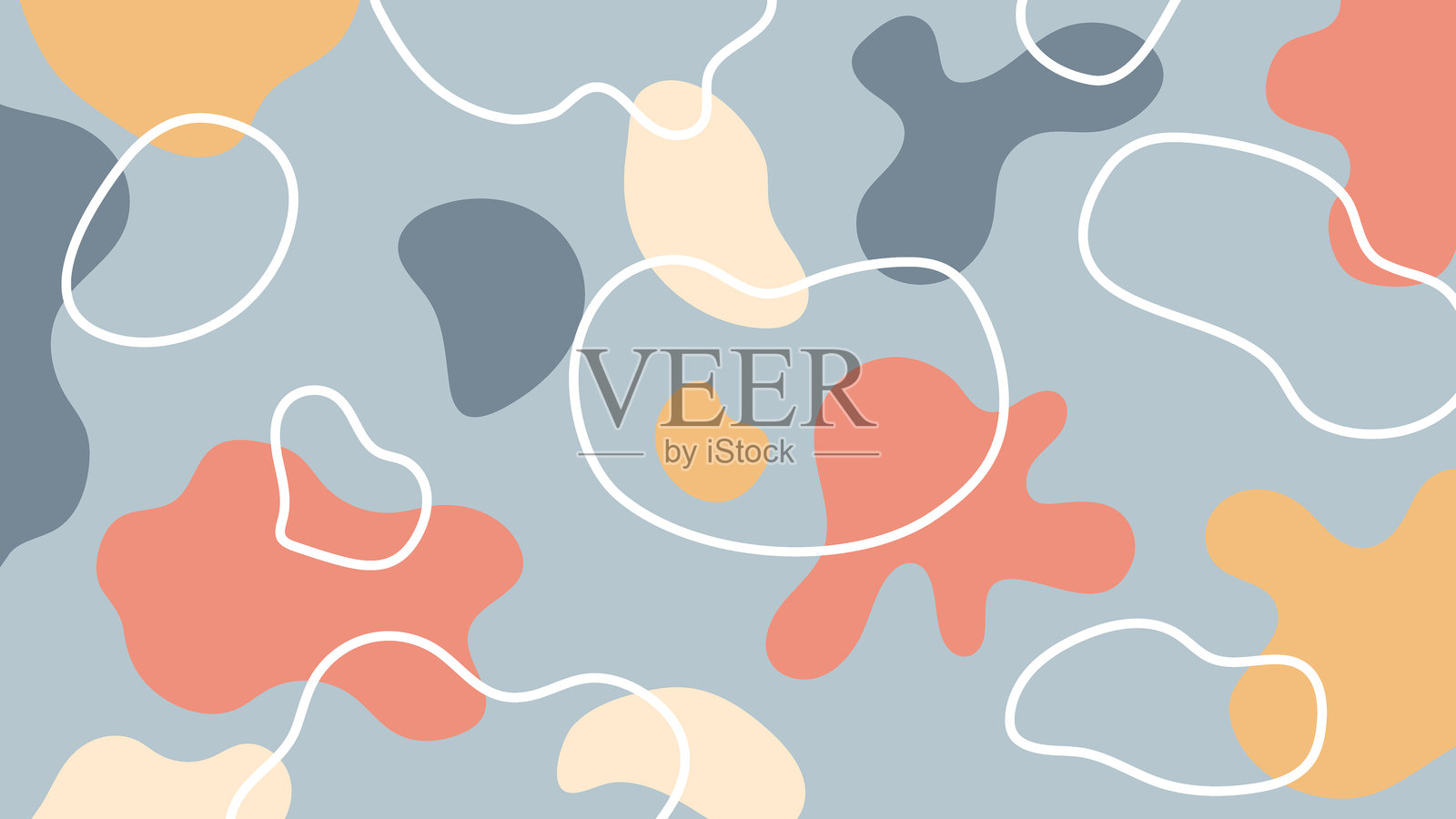 蓝色抽象有机背景插画图片素材