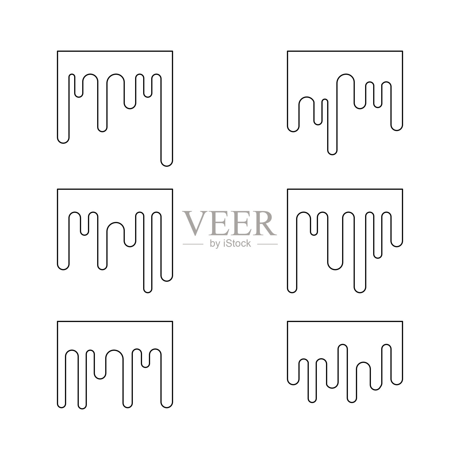 抽象滴水线条集。插画图片素材