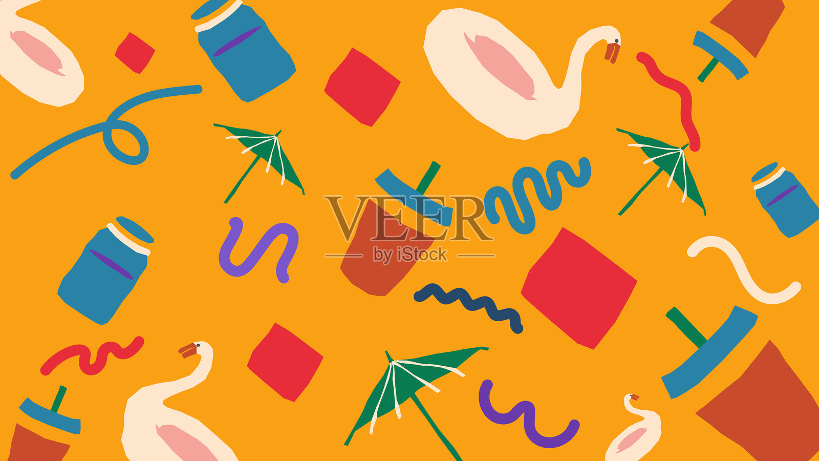 天鹅与梅森罐背景插画图片素材