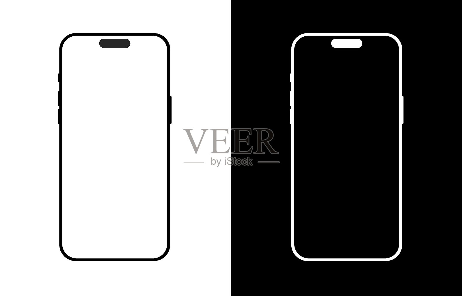 类似于iPhone的智能手机线框模板。插画图片素材