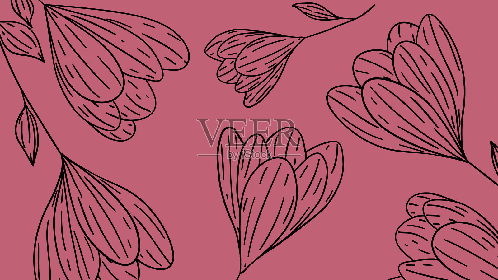 手绘温暖粉色花朵背景插画图片素材