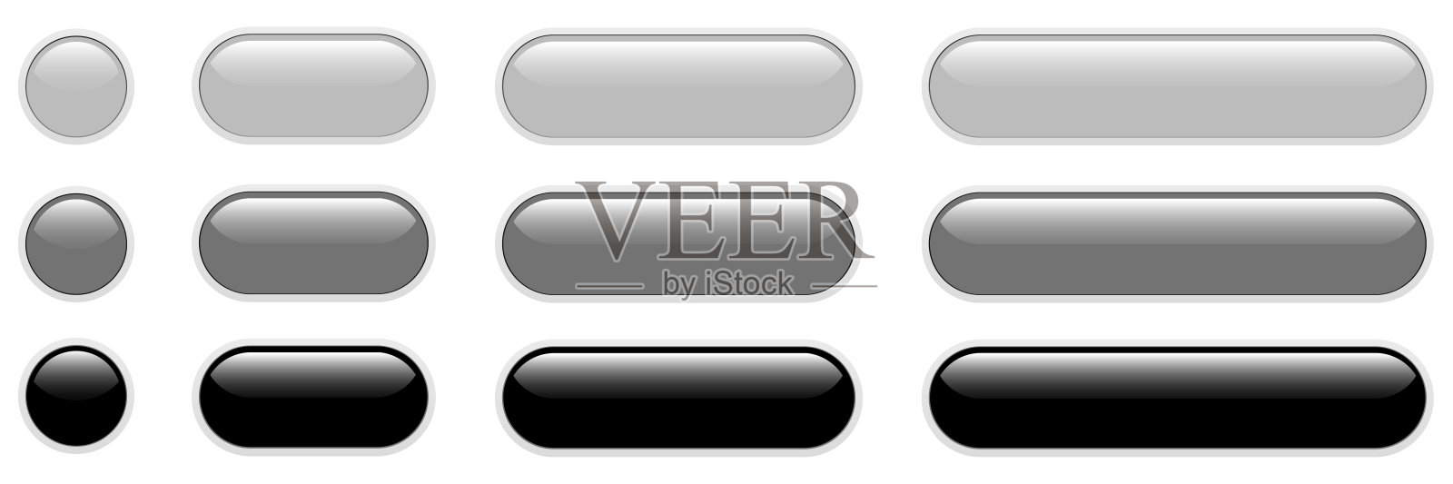 灰黑色按钮,独特的网站导航面板。插画图片素材