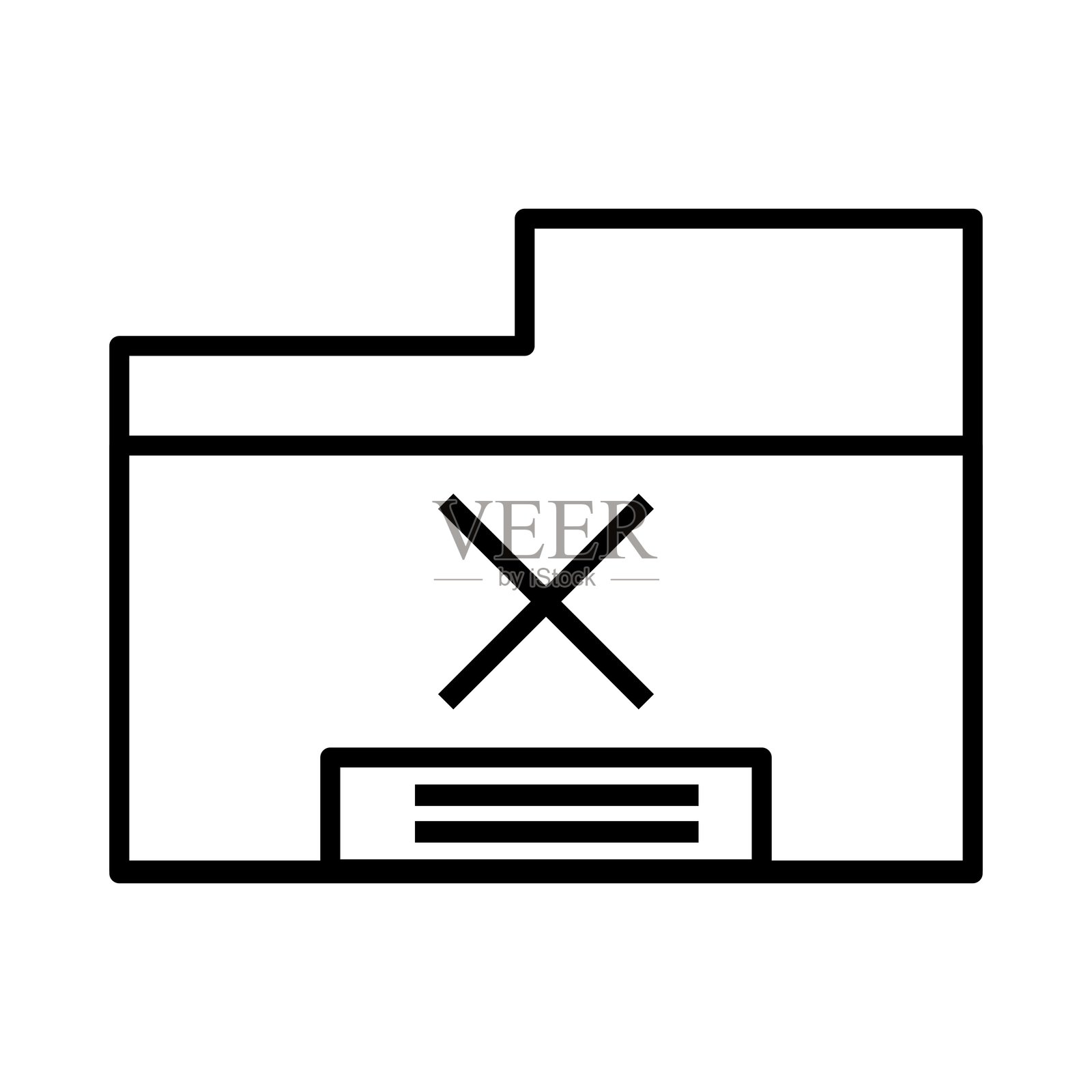 文件夹X标志象征文件终止插画图片素材