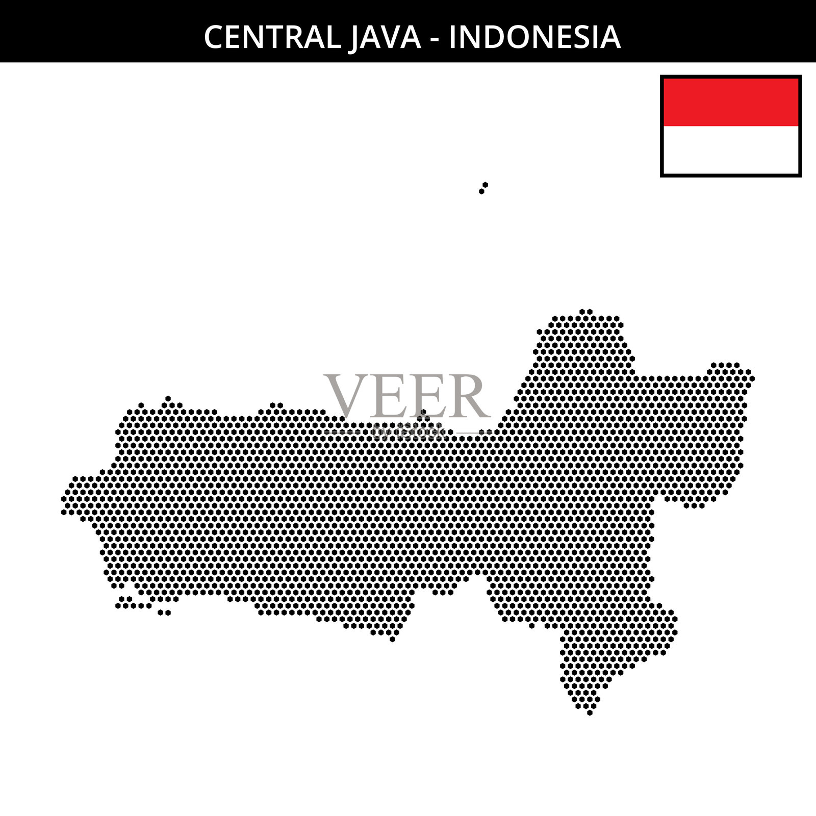 印度尼西亚中爪哇的小六边形点状地图插画图片素材