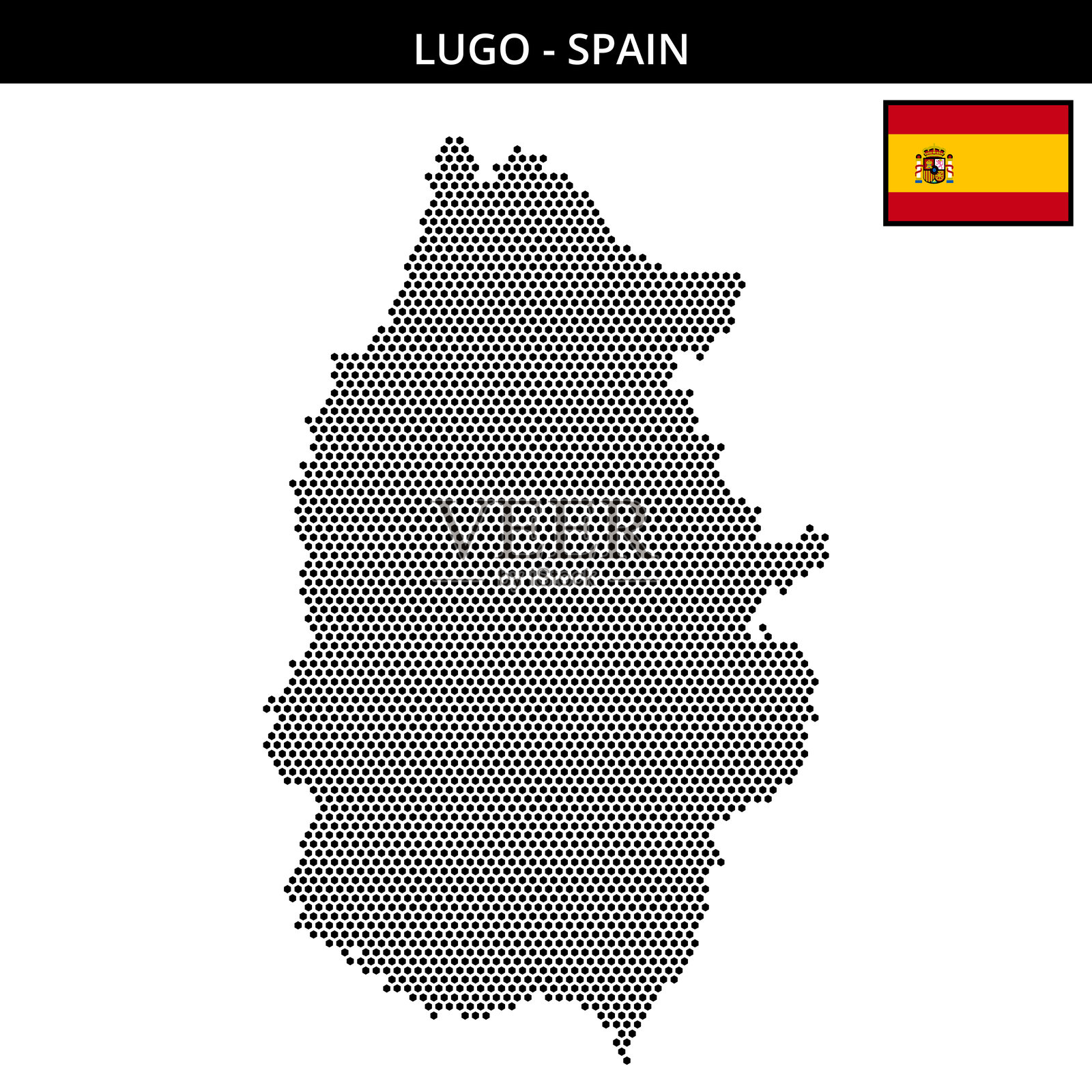 西班牙卢戈的小六边形点状地图插画图片素材