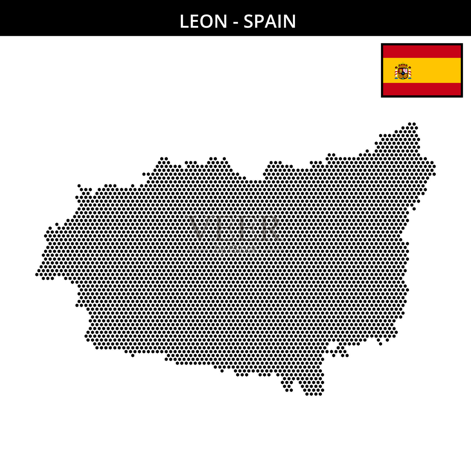 西班牙莱昂的小六边形点状地图插画图片素材