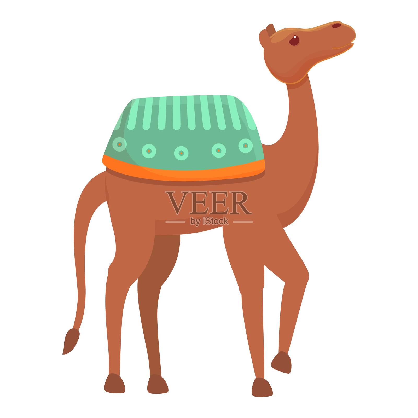 沙漠骆驼图标,卡通风格插画图片素材