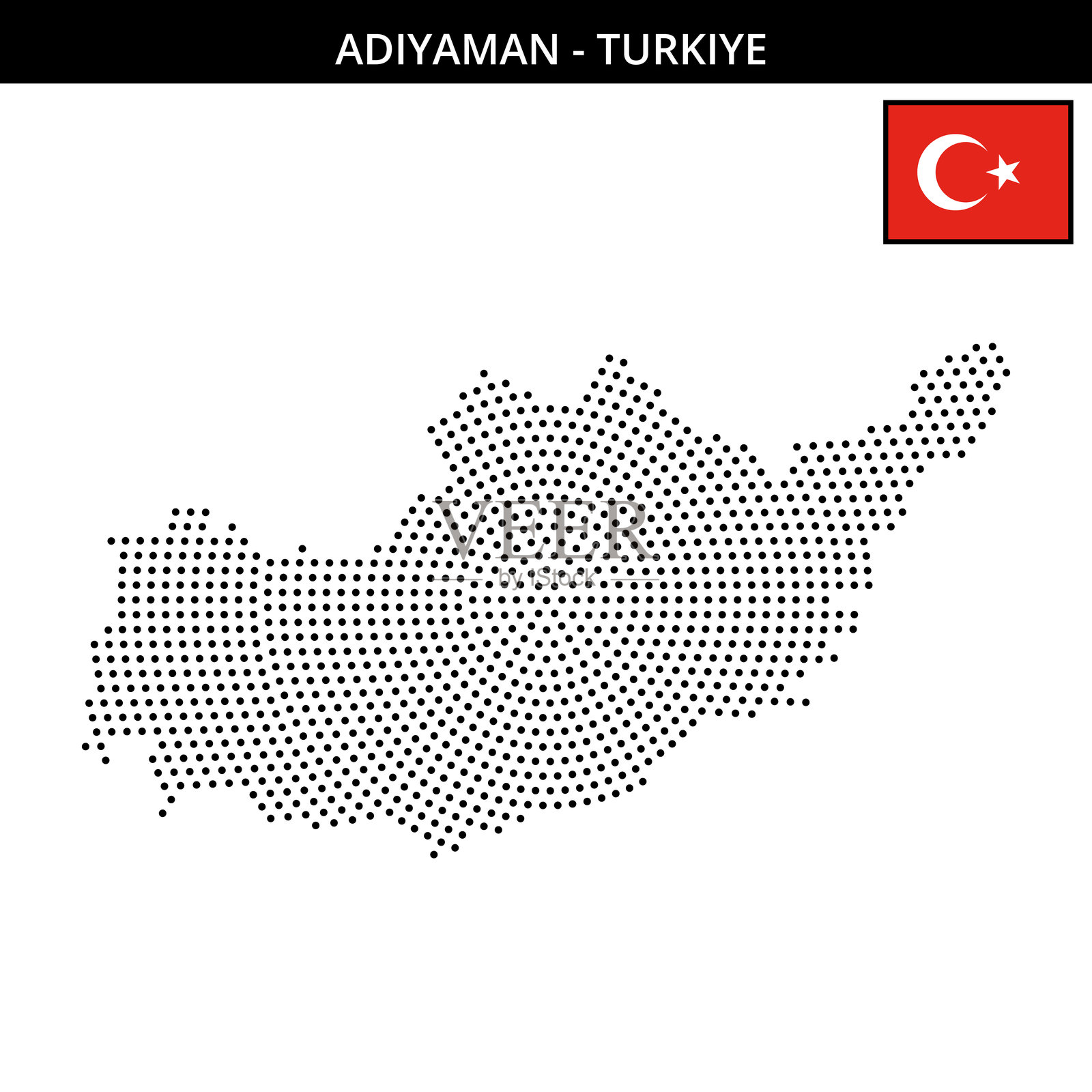 土耳其阿迪亚曼的中等圆形点状地图插画图片素材