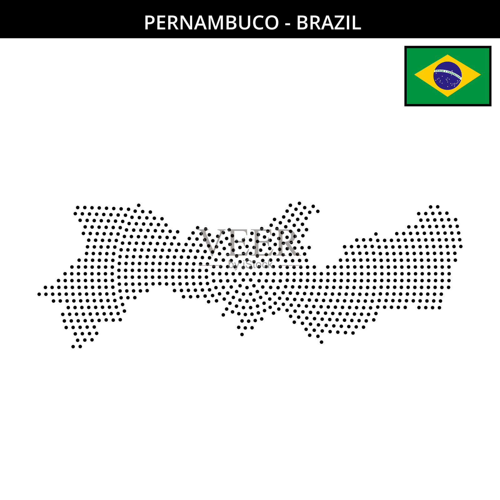 巴西佩尔南布科州的中等圆形点状地图插画图片素材