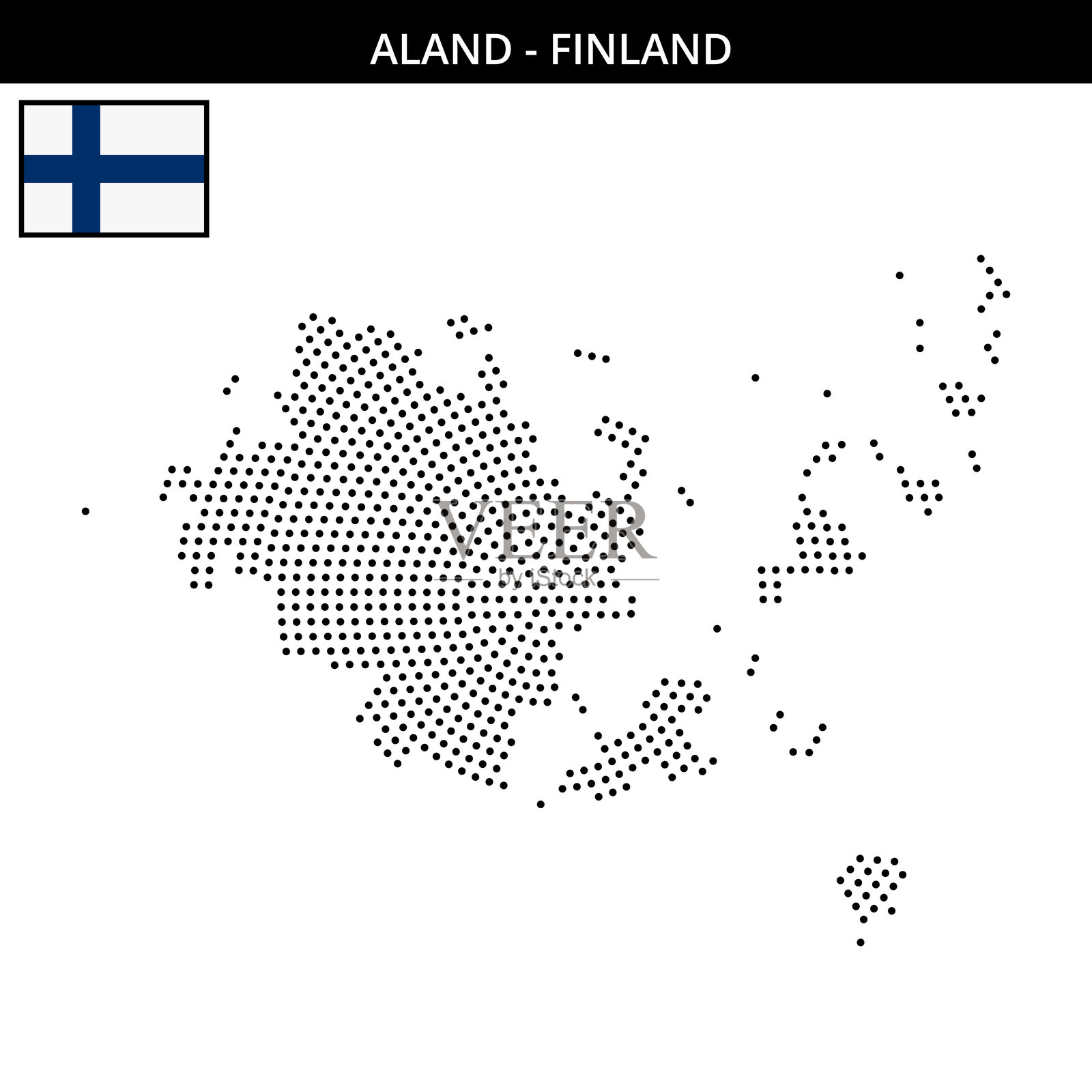 芬兰奥兰群岛的中等圆形点状地图插画图片素材