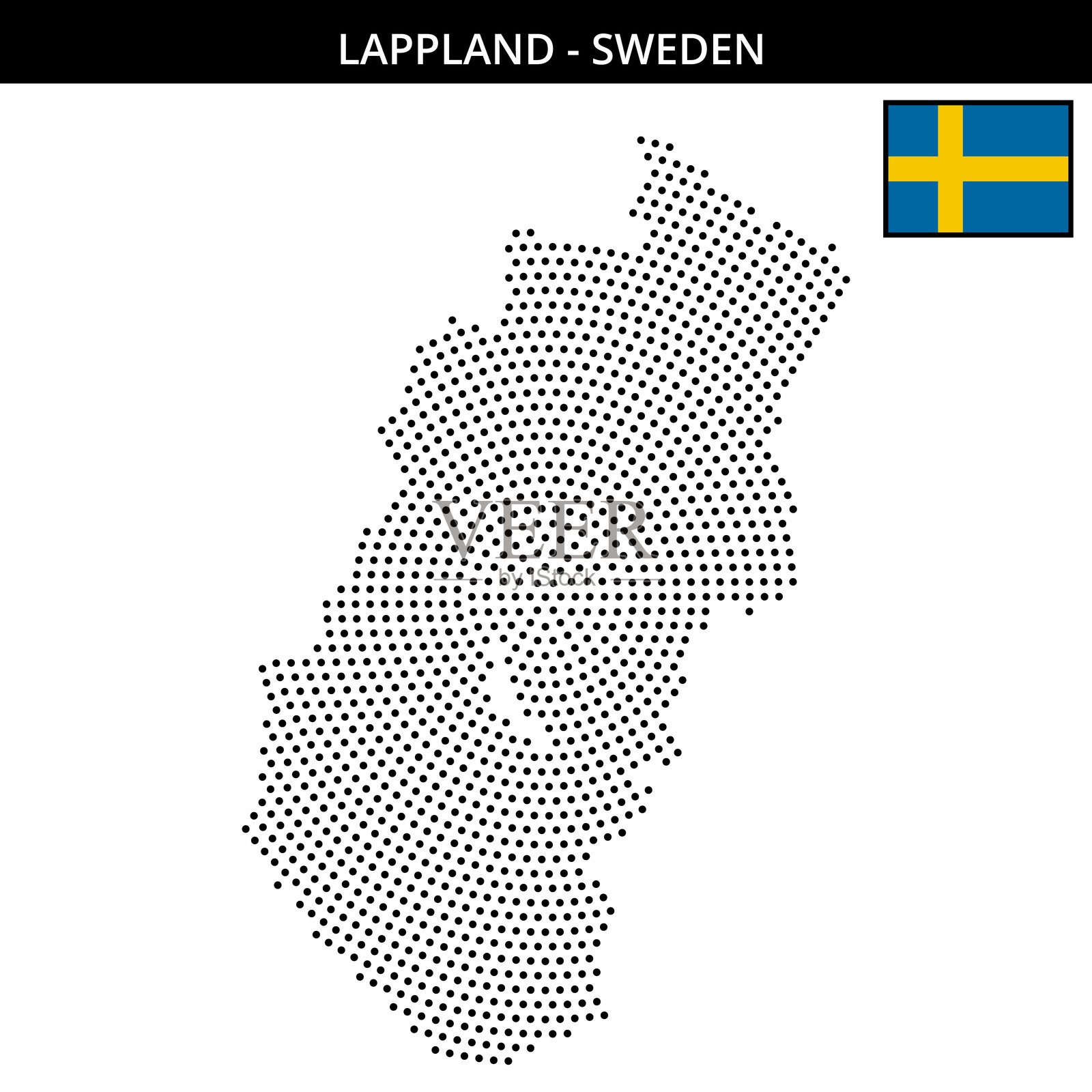 瑞典拉普兰地区的中等圆形点状地图插画图片素材