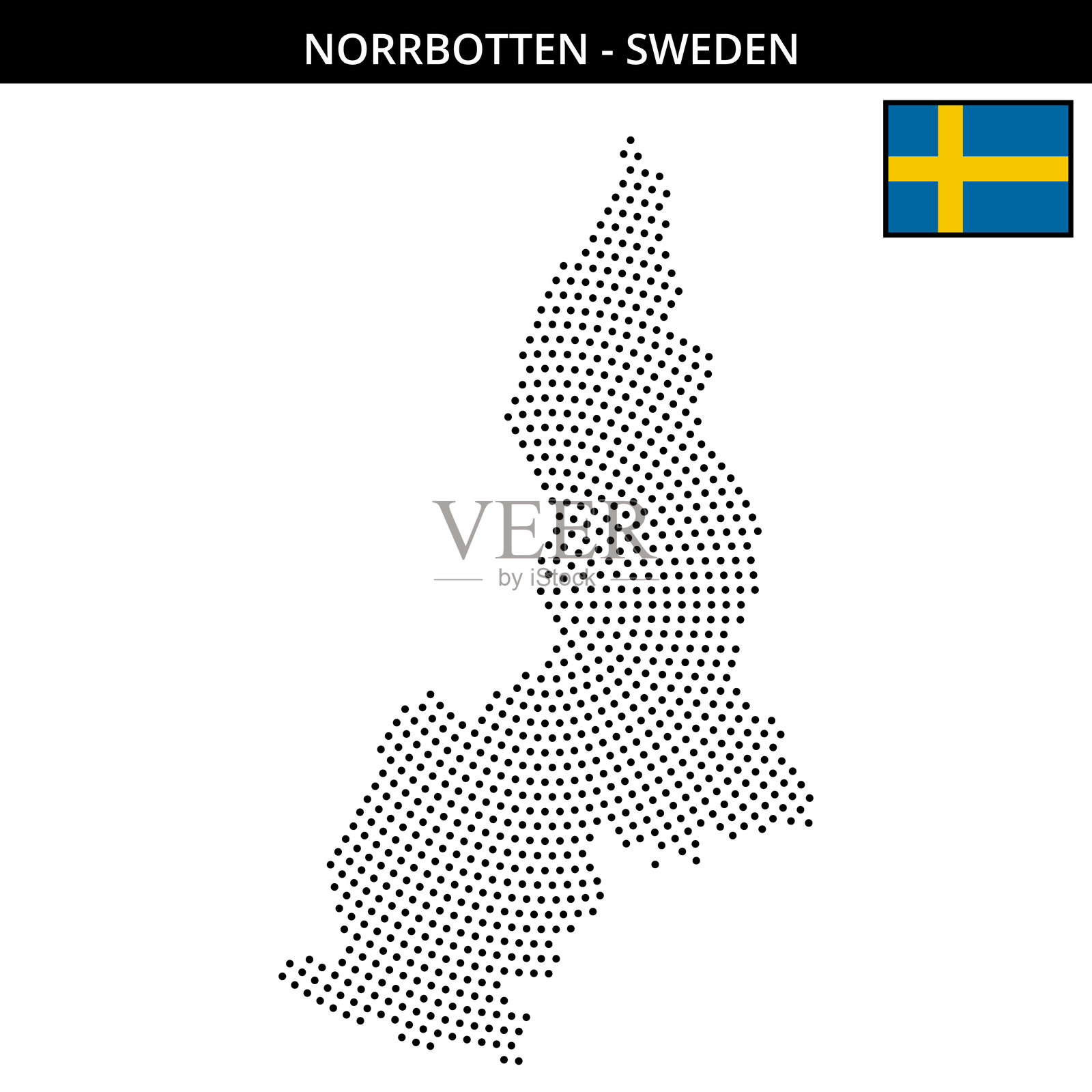 瑞典诺尔博滕地区的中等圆形点状地图插画图片素材