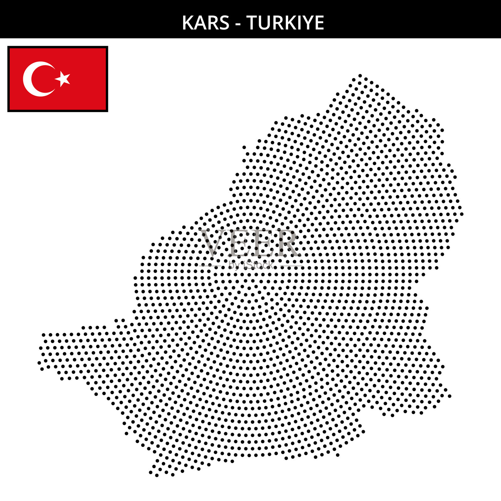 土耳其卡尔斯的中等圆形点状地图插画图片素材