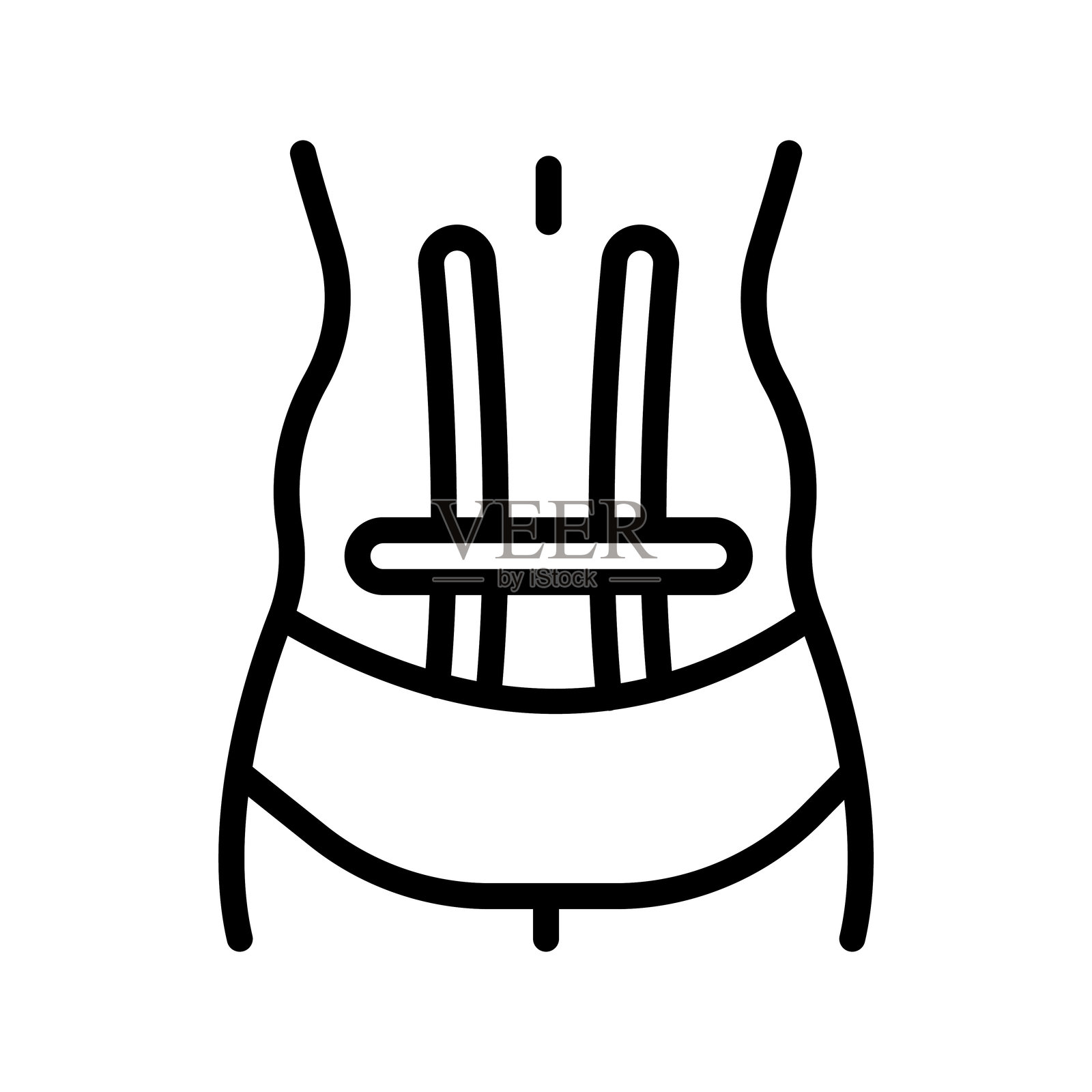 背部运动贴条脊柱轮廓图标。弹性治疗贴。肌肉肿胀和疼痛缓解。关节和韧带支持。插画图片素材