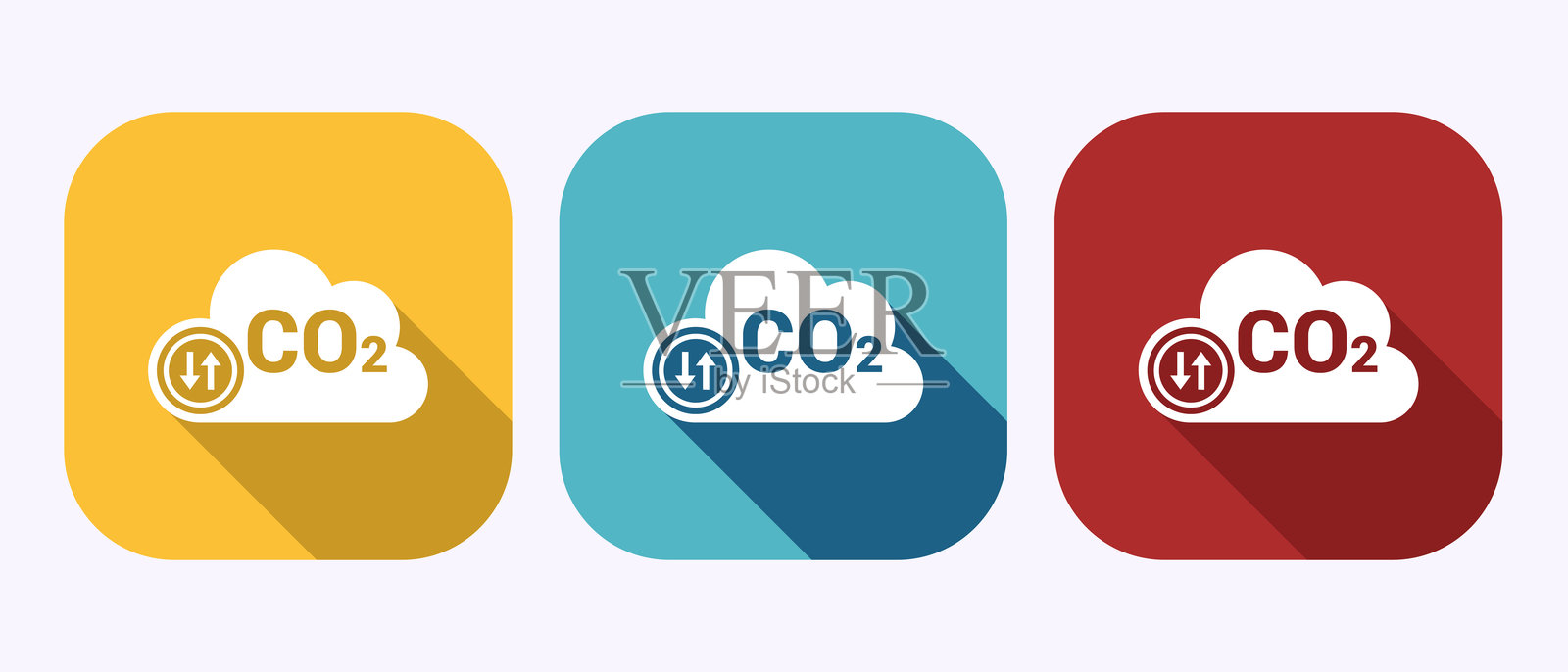 二氧化碳图标设计插图,减少二氧化碳气体图标标志阴影按钮设计插画图片素材