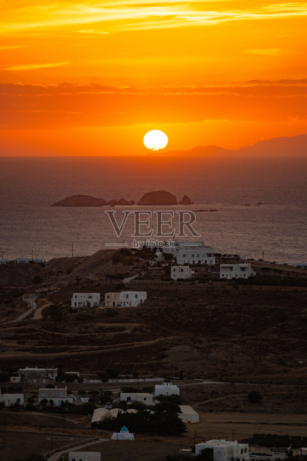 希腊帕罗斯岛的日落照片摄影图片