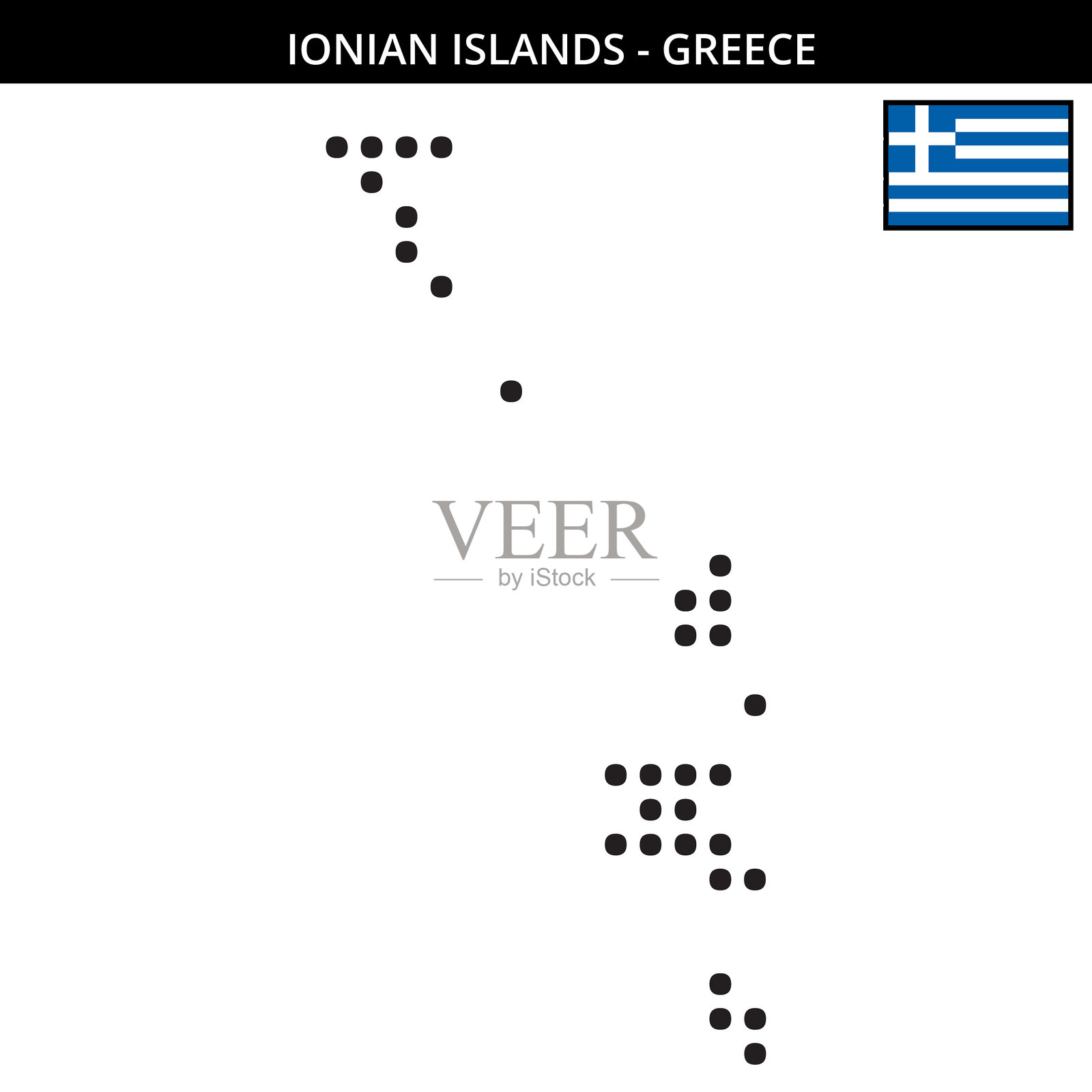 希腊伊奥尼亚群岛的大点地图插画图片素材