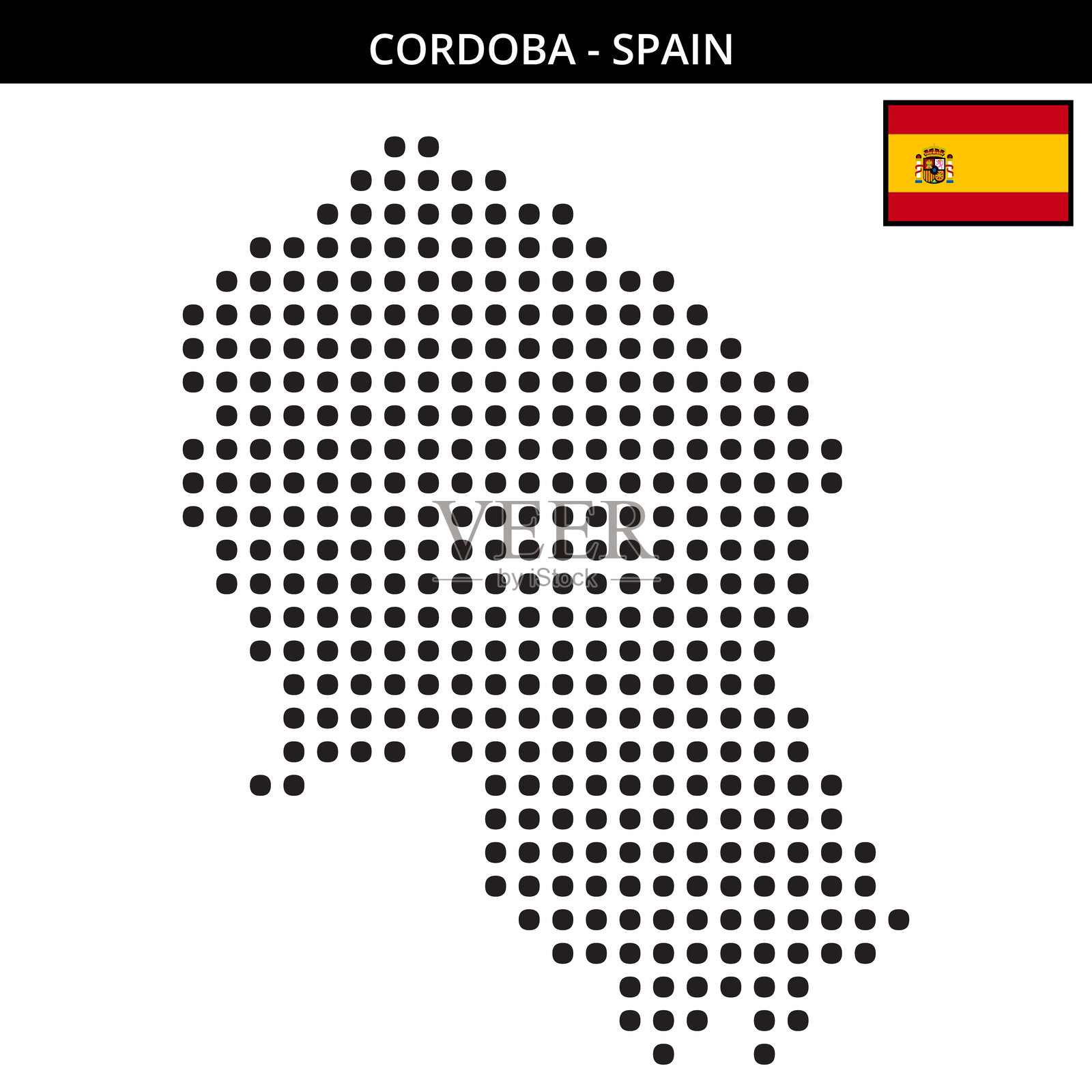 西班牙科尔多瓦的大圆点地图插画图片素材