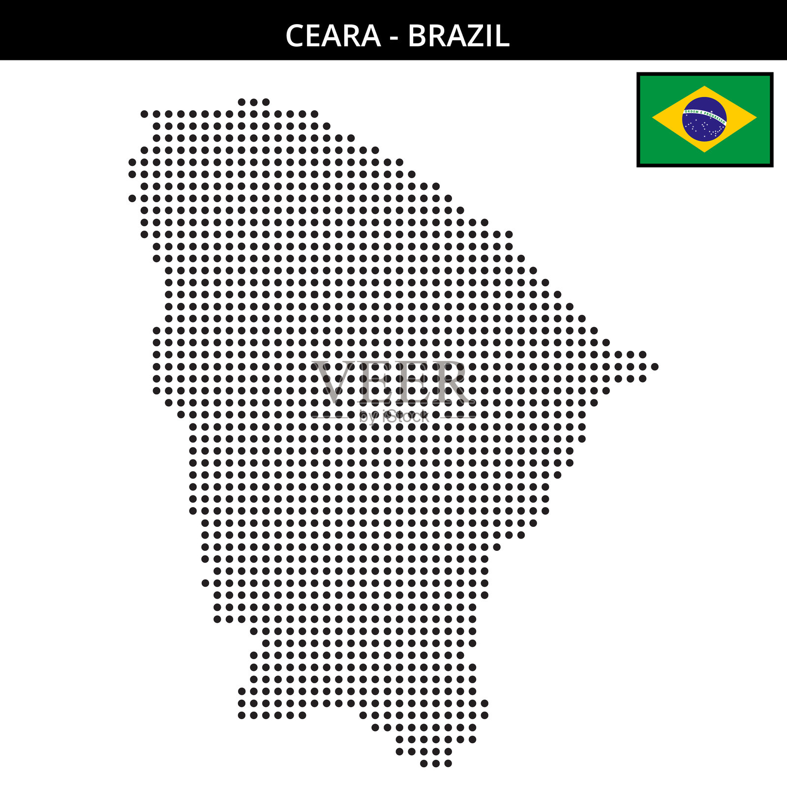 巴西塞阿拉州的中等圆点地图插画图片素材