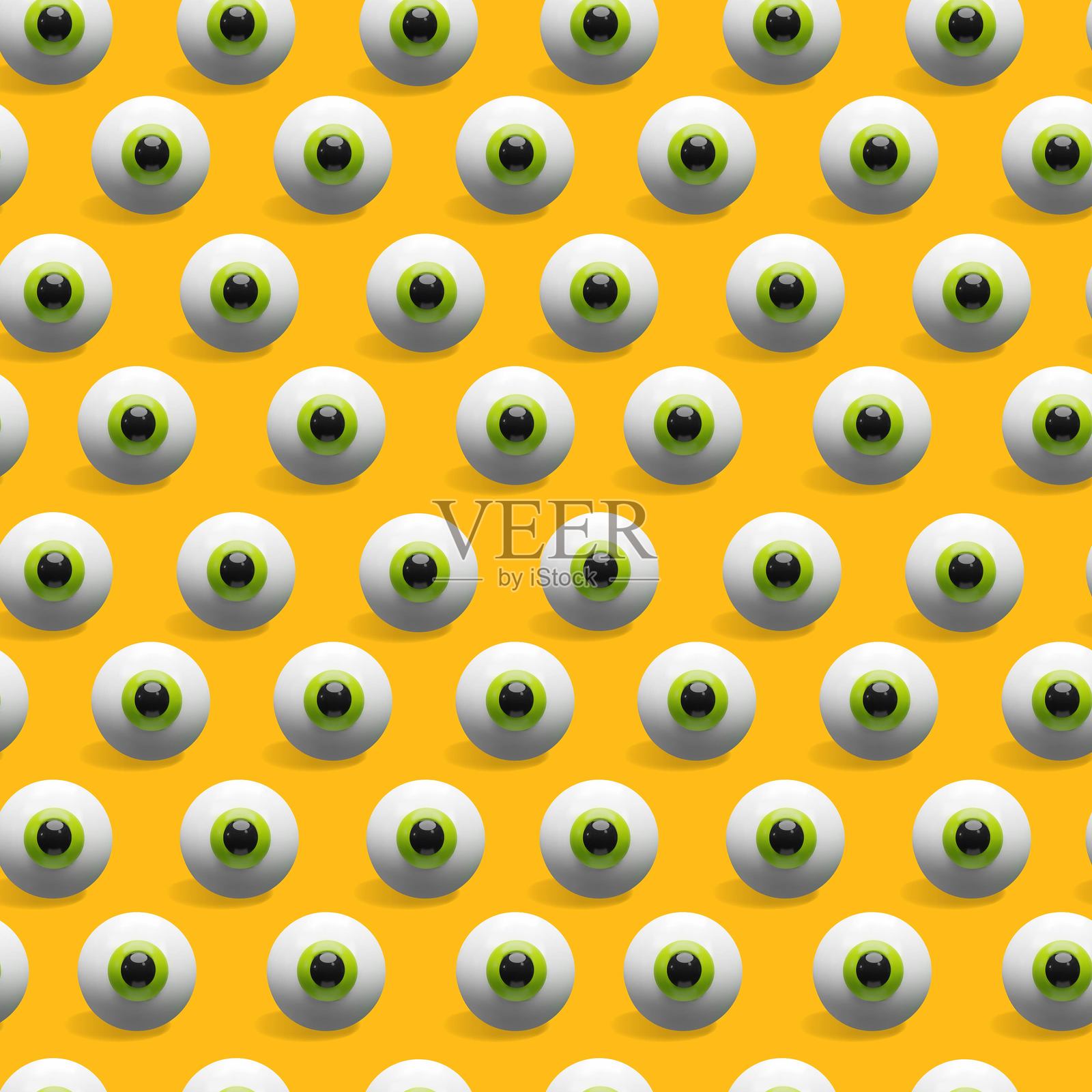 无缝的卡通眼球3D图案插画图片素材