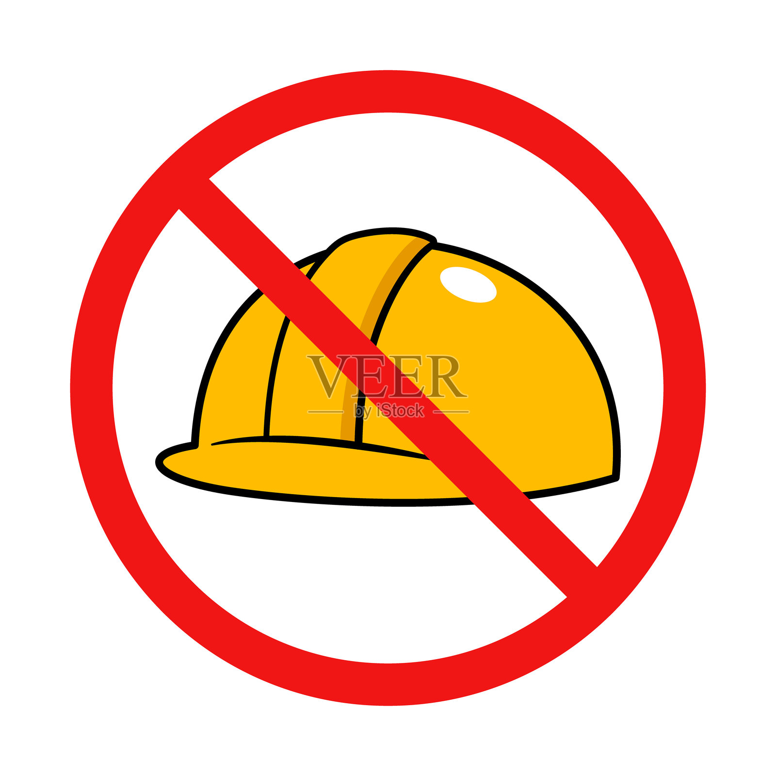 白色背景上的无安全帽标志插画图片素材