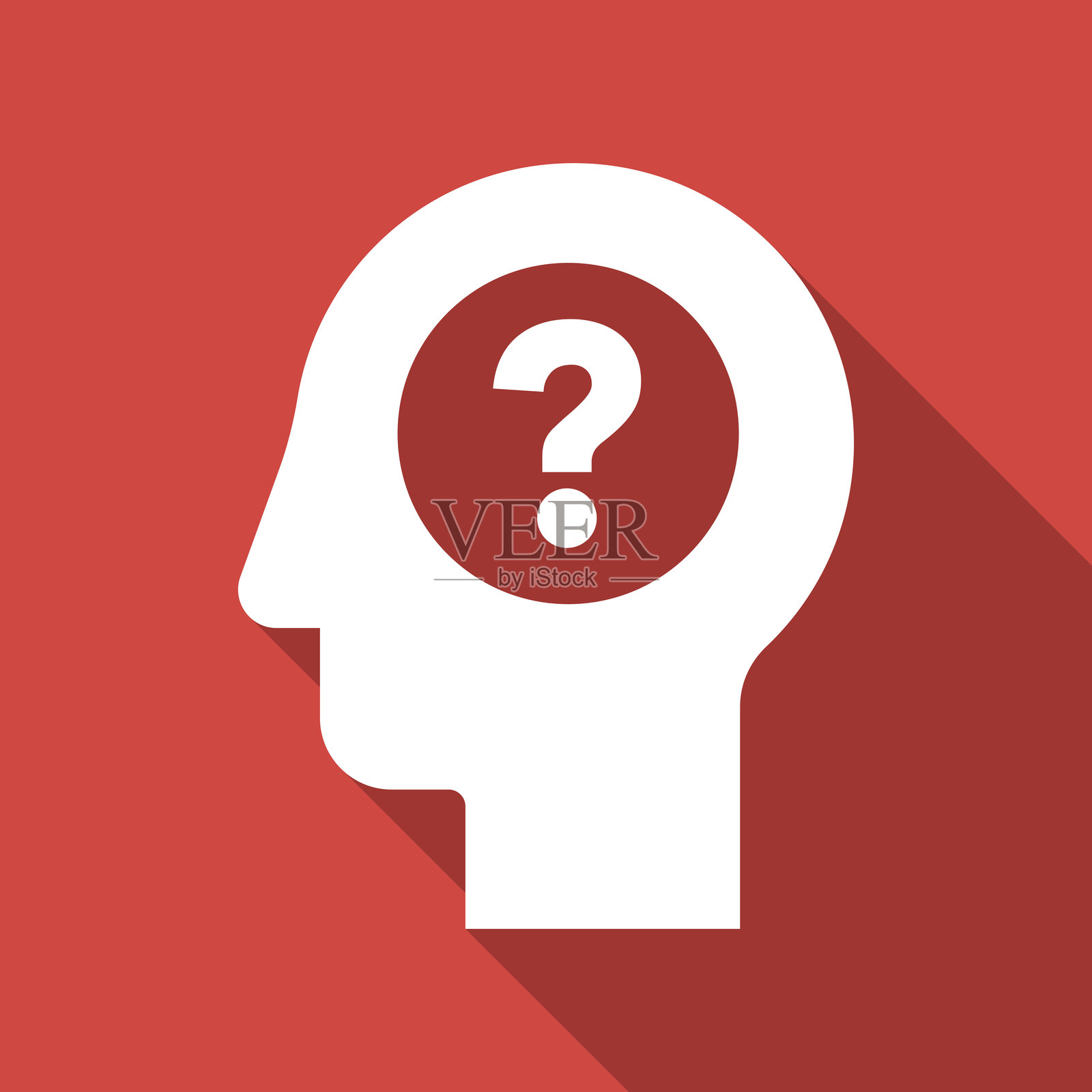 问号头部轮廓图标插画图片素材