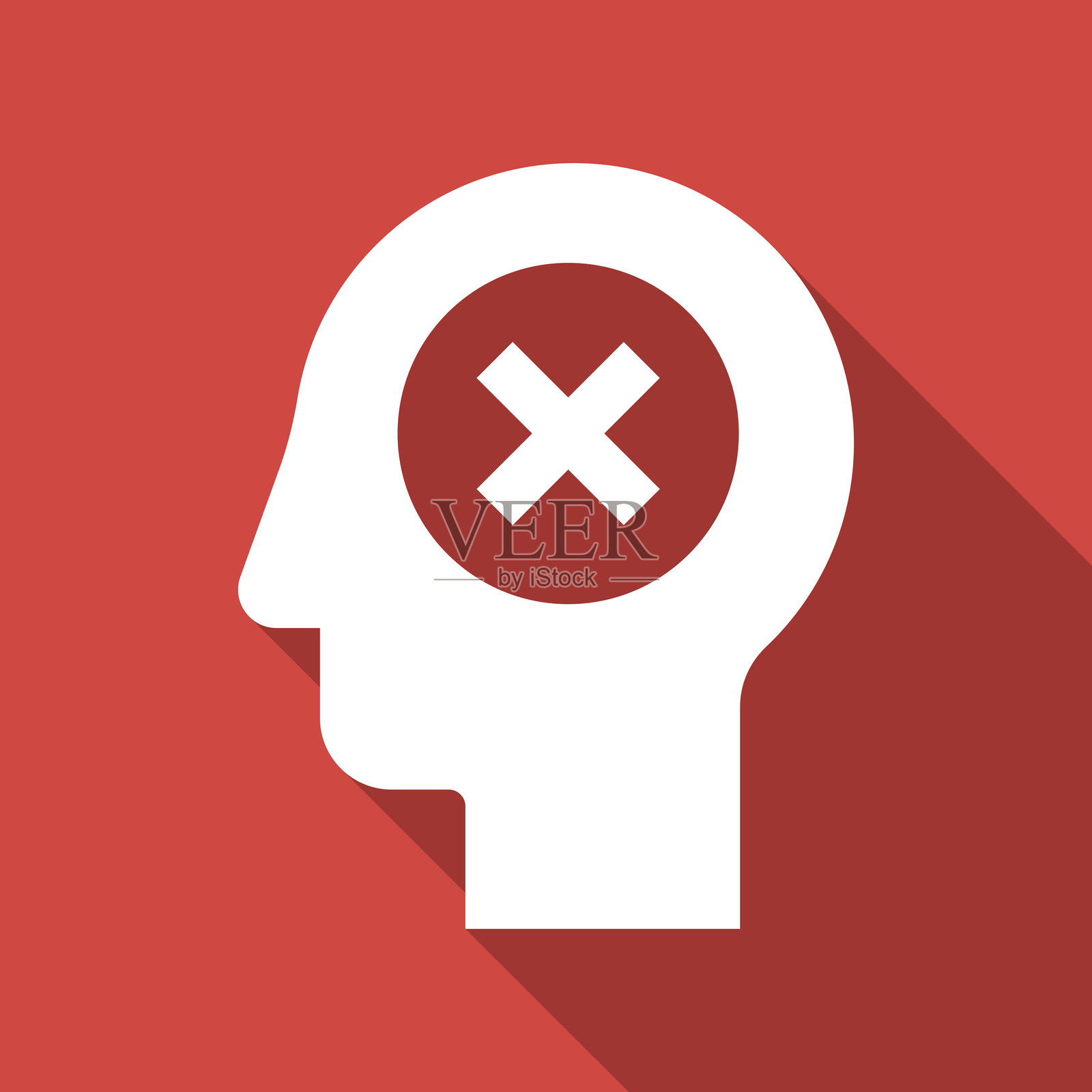 划掉的头部轮廓图标插画图片素材