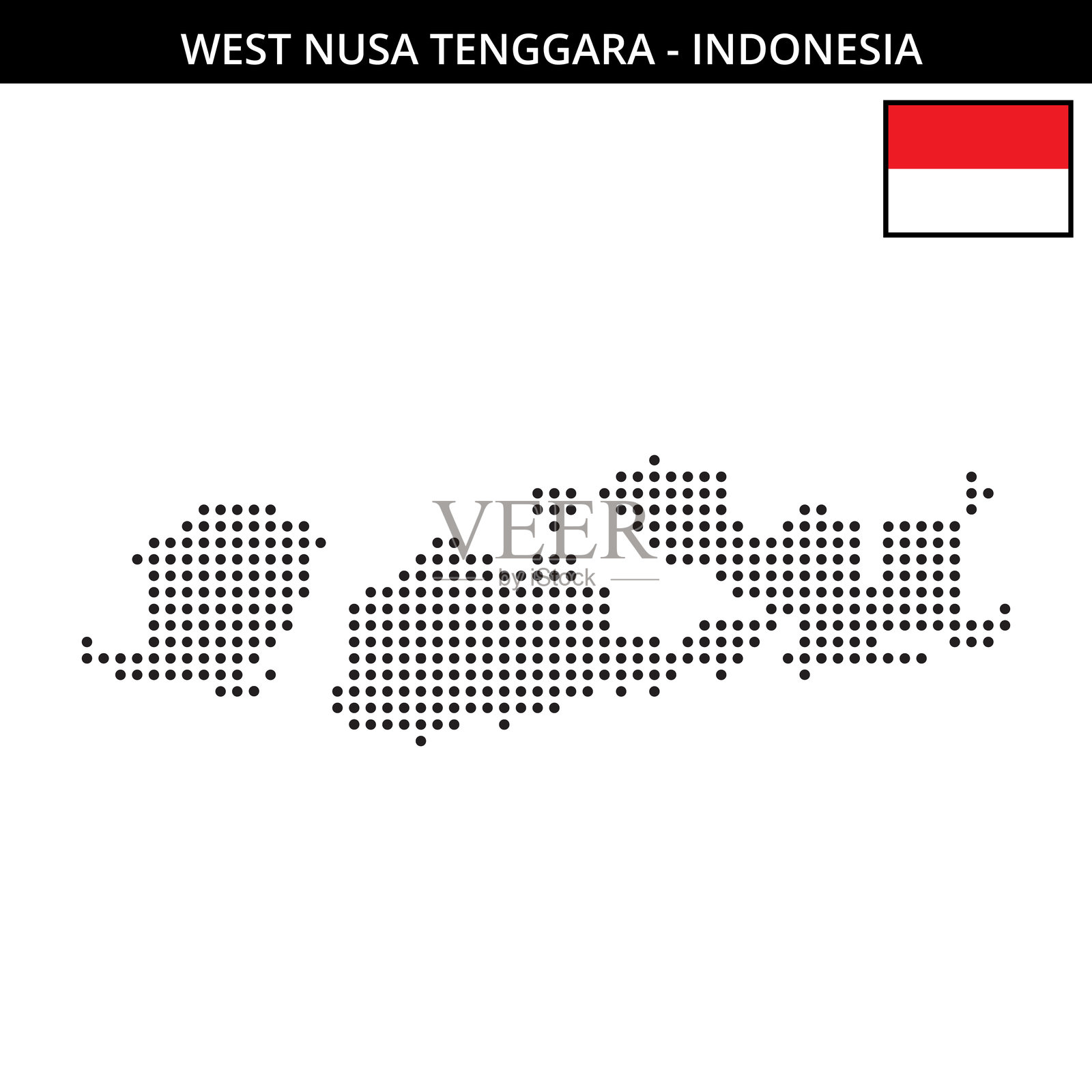 印度尼西亚西努沙登加拉的中等圆点地图插画图片素材