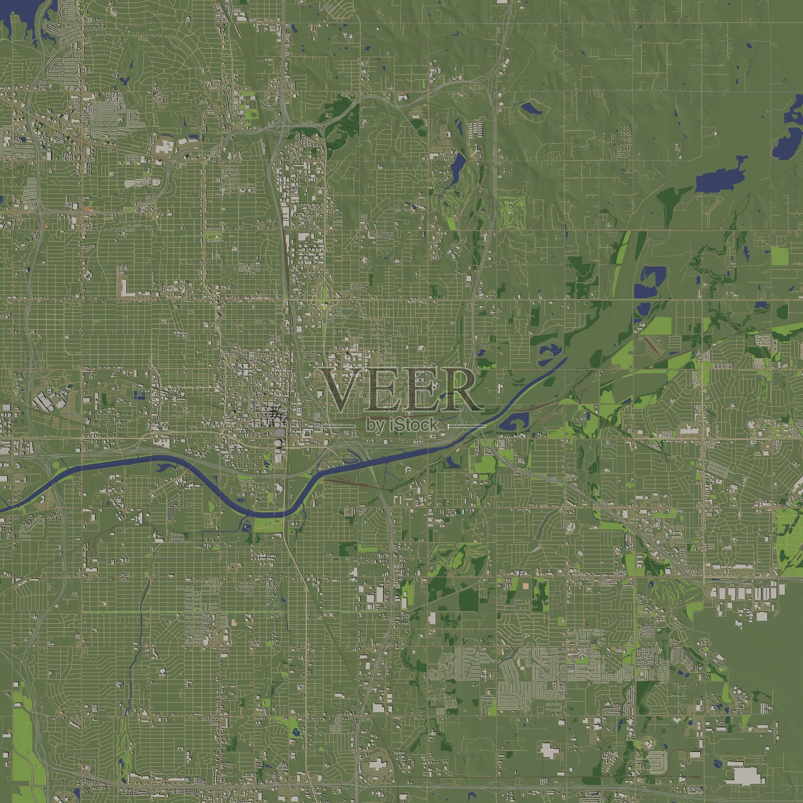美国俄克拉荷马州城市和城市的3D插图照片摄影图片