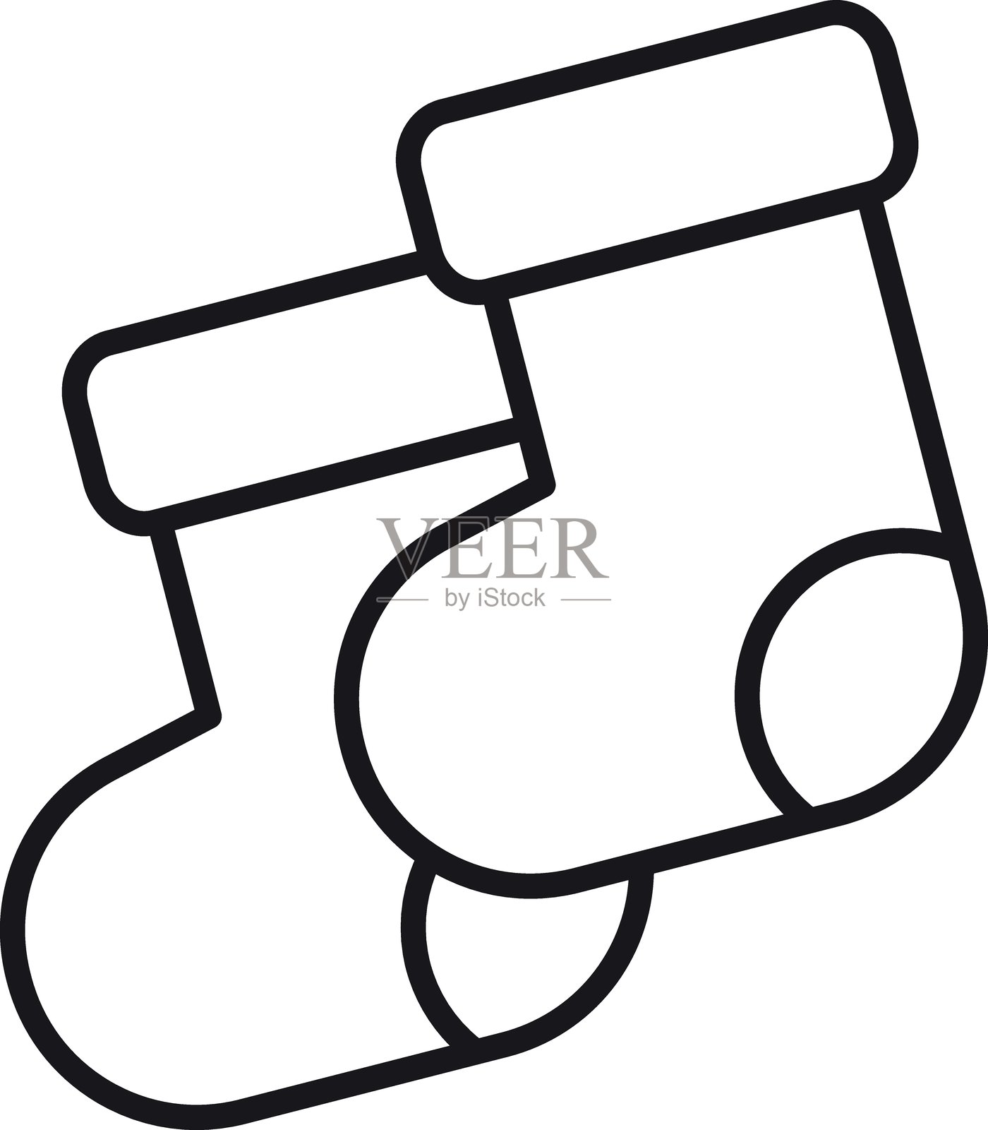 两只插图袜子,设计活泼,采用细线风格。插画图片素材