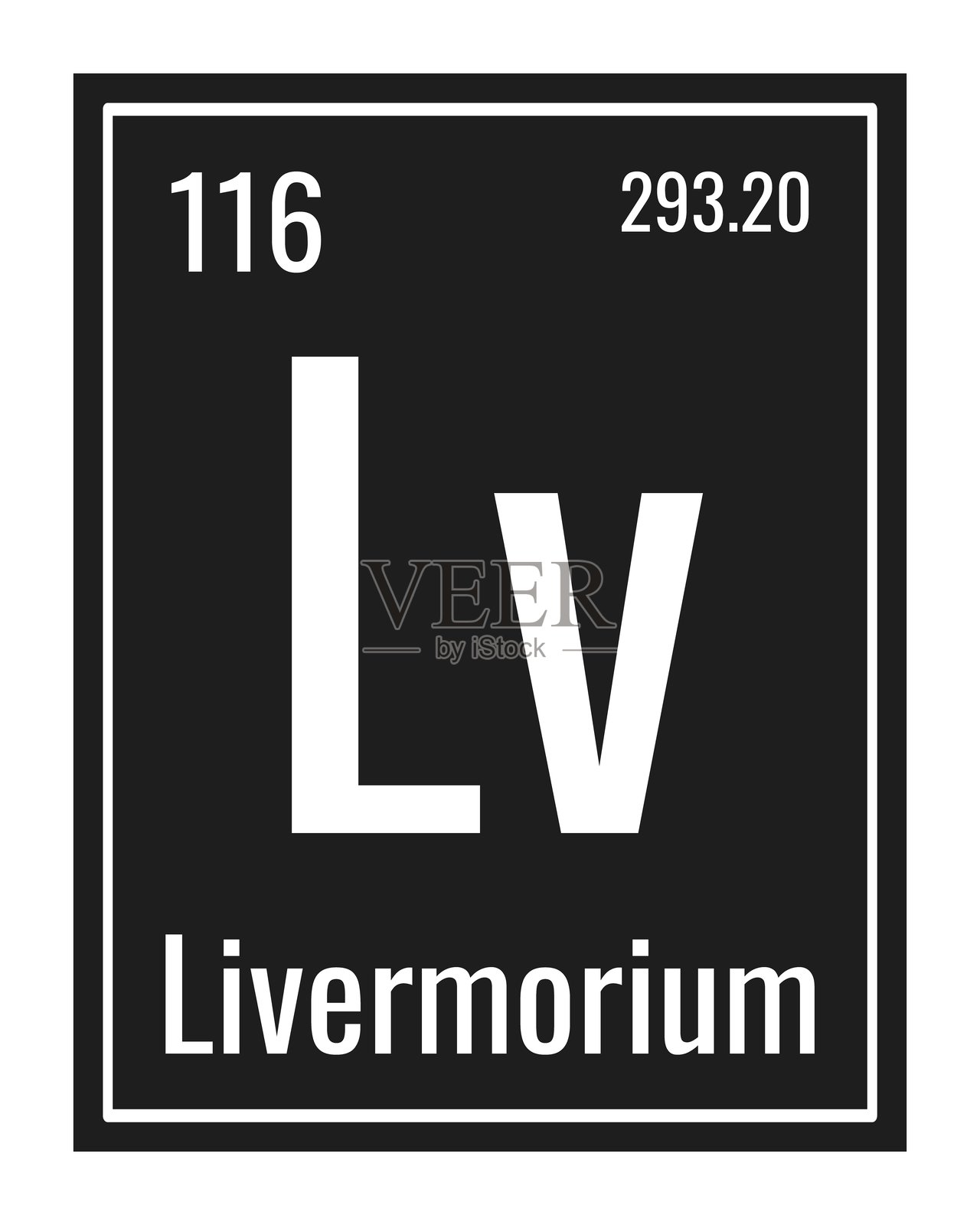 利弗莫尔元素符号。周期表中的化学元素。白色背景上的矢量插图。玻璃标志。插画图片素材