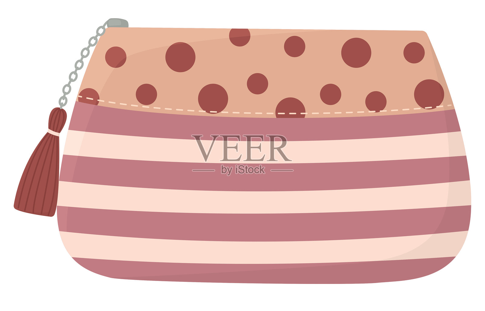 带拉链的化妆包,孤立在白色背景上插画图片素材