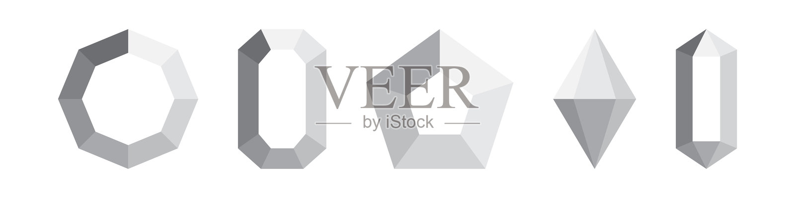 钻石图标集。不同类型的钻石插画图片素材