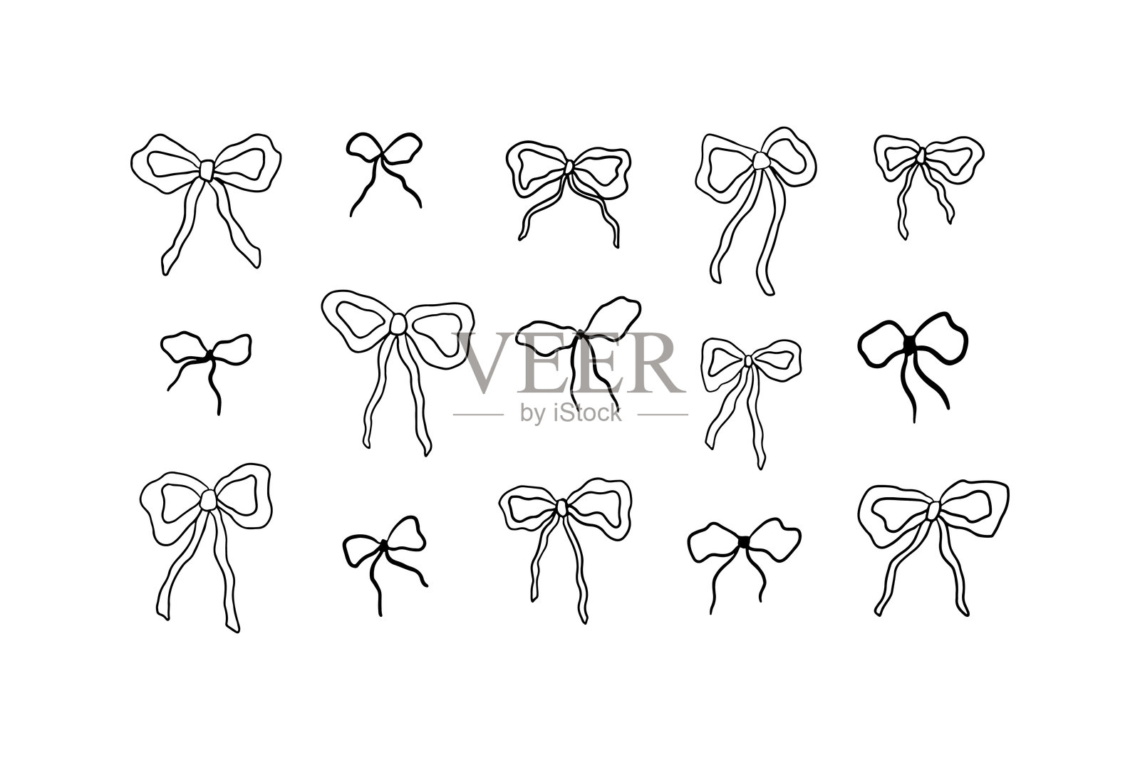 手绘的奇幻丝带蝴蝶结插画图片素材