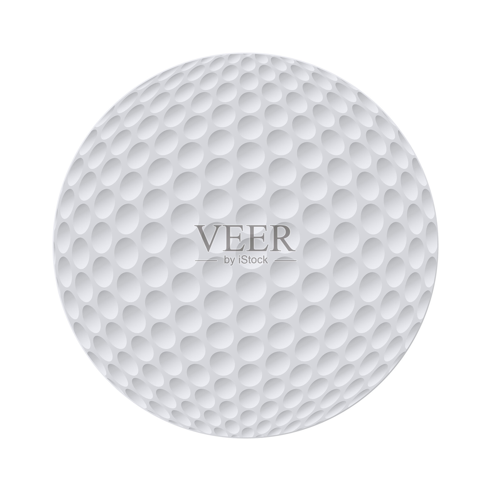 逼真的3D高尔夫球,表面有凹坑,背景为白色。体育矢量插图。插画图片素材
